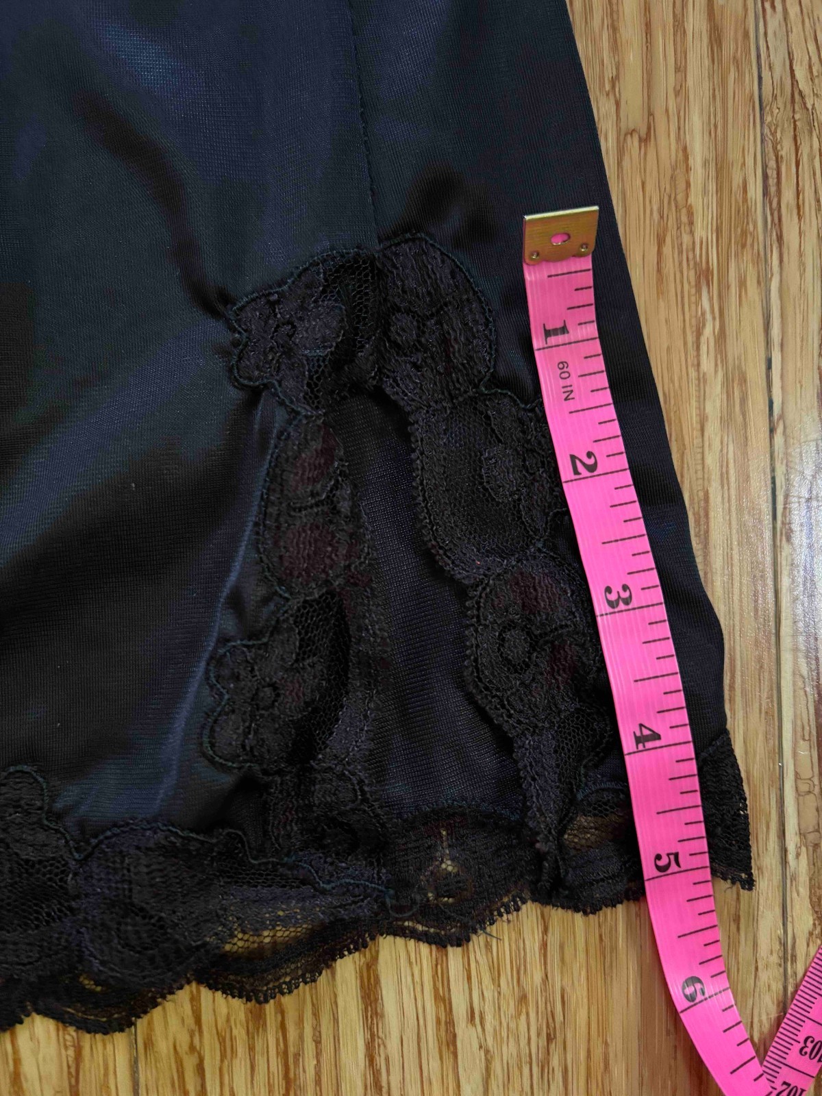 Vintage Black Nylon Half Slip Avian Large ILGWU USA Lace Trim Goth Cottage
