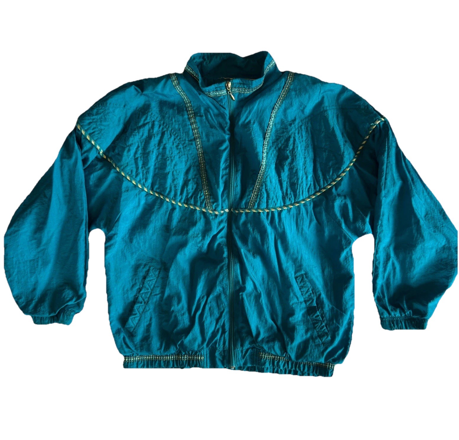 Vintage Women’s Satin Track Suit Blue Sz. M. Jacket & Pants, Nylon 80’s-90’s Y2K