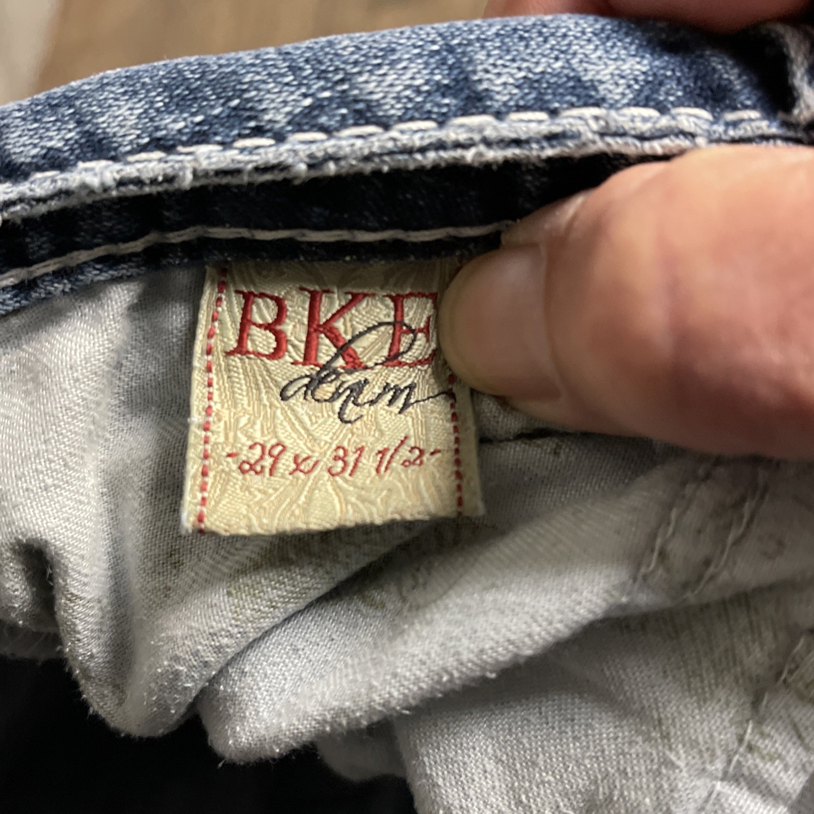 VTG BKE Madison Jeans Womens Sz 29×31.5 Flared Distressed Holes Tears Fraying
