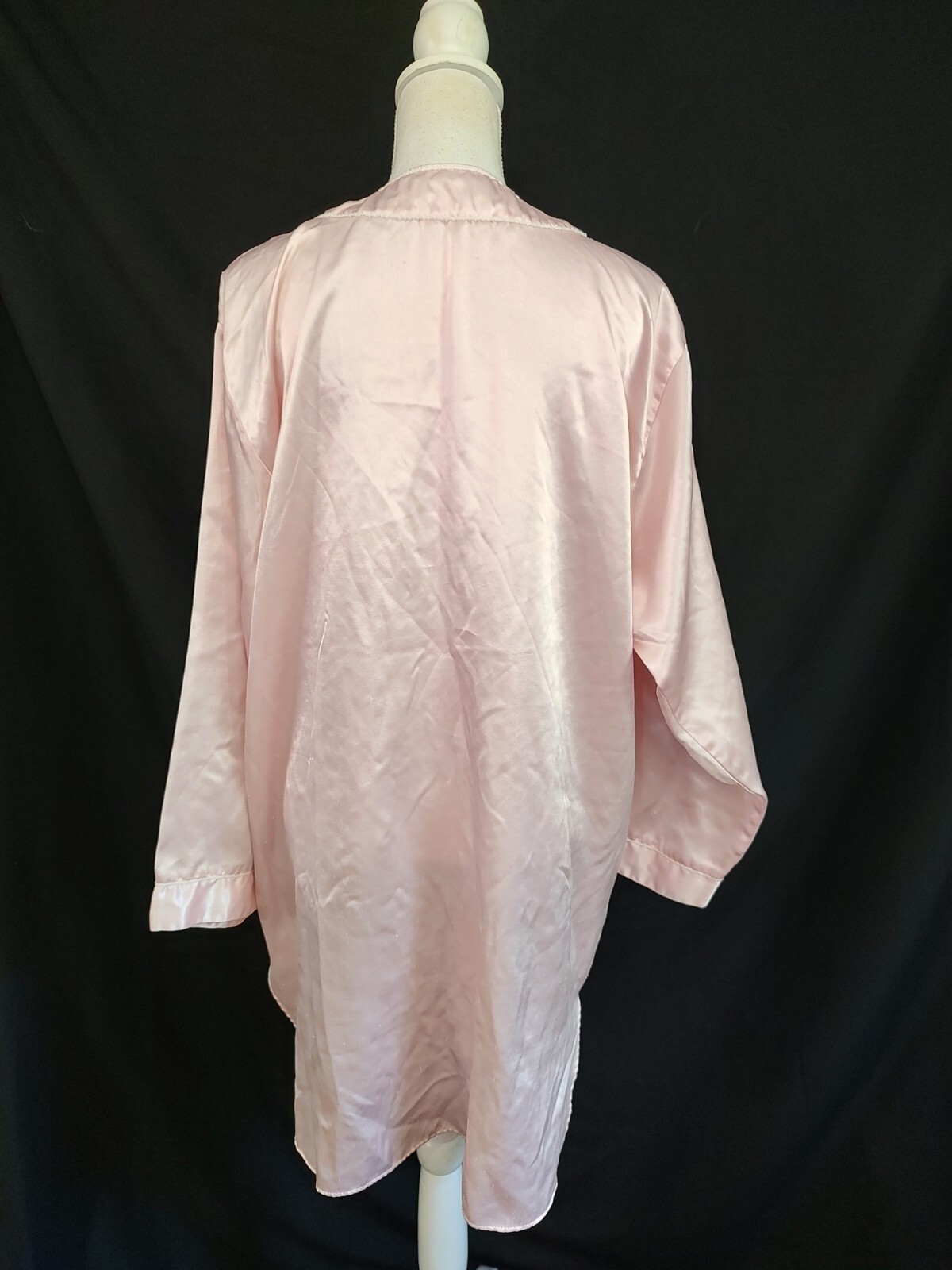 Vintage 90’s Nightgown Erica Taylor Brushed Back Satin Shine Pink Nightshirt L