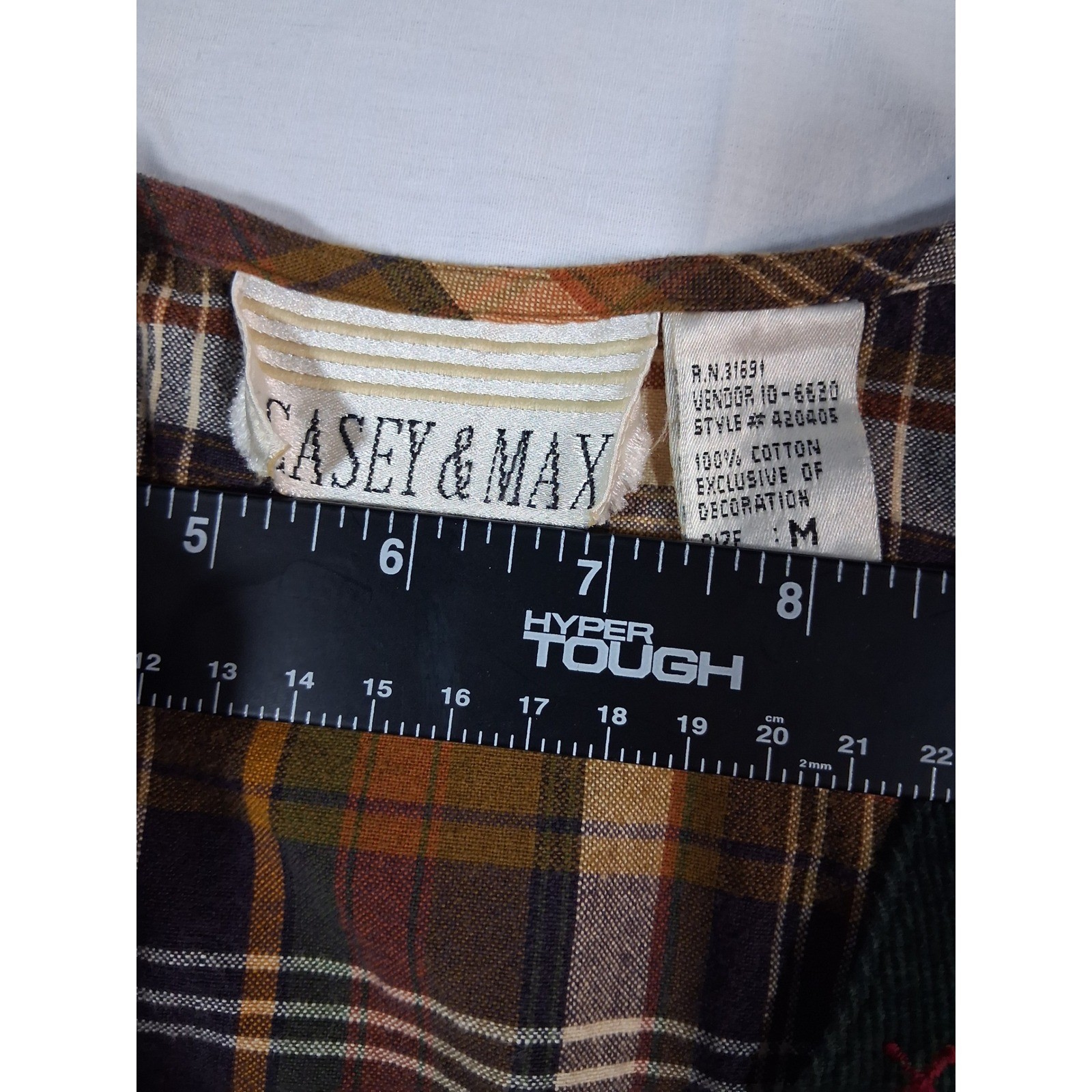Casey & Max Vintage 90s Green Corduroy Plaid Embroidered Fall Vest Womens Medium