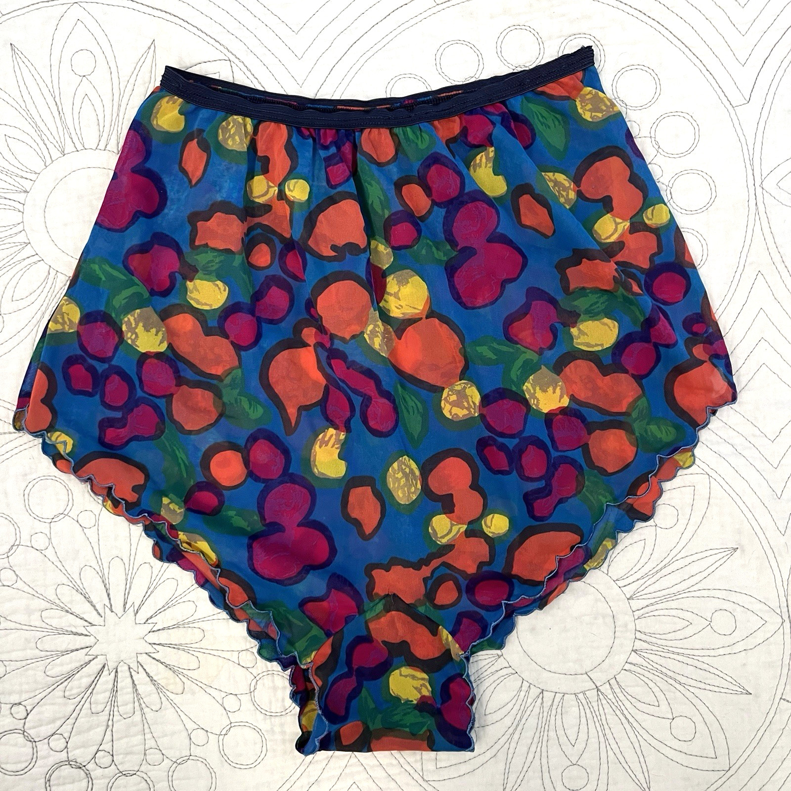 EVE STILLMAN Hi Waist Flutter Vintage Lingerie S Gracette Fruit Print 60’s/70’s