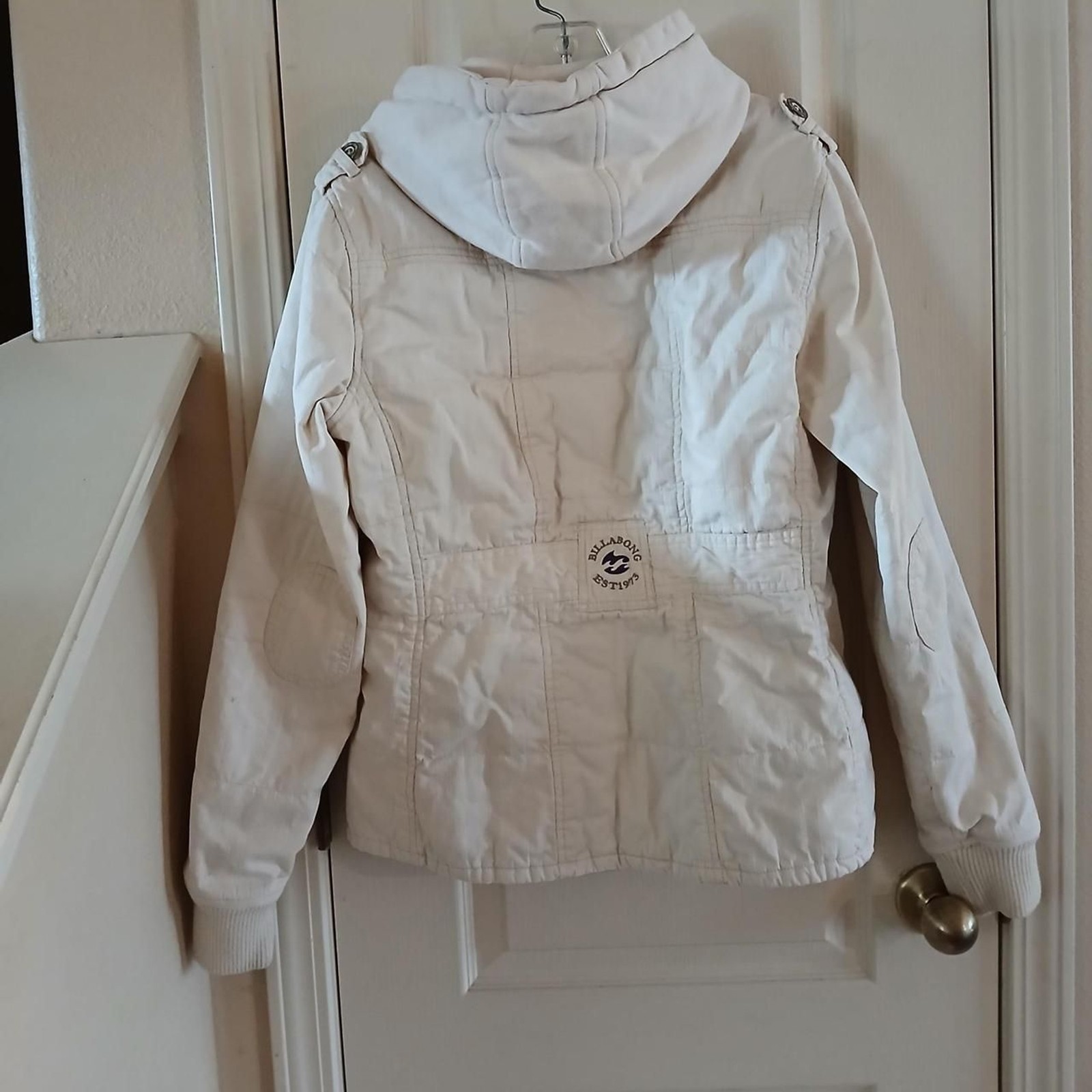 Y2K Vintage Cream Billabong Utility Jacket w hood XL Skater Grunge Gorpcore