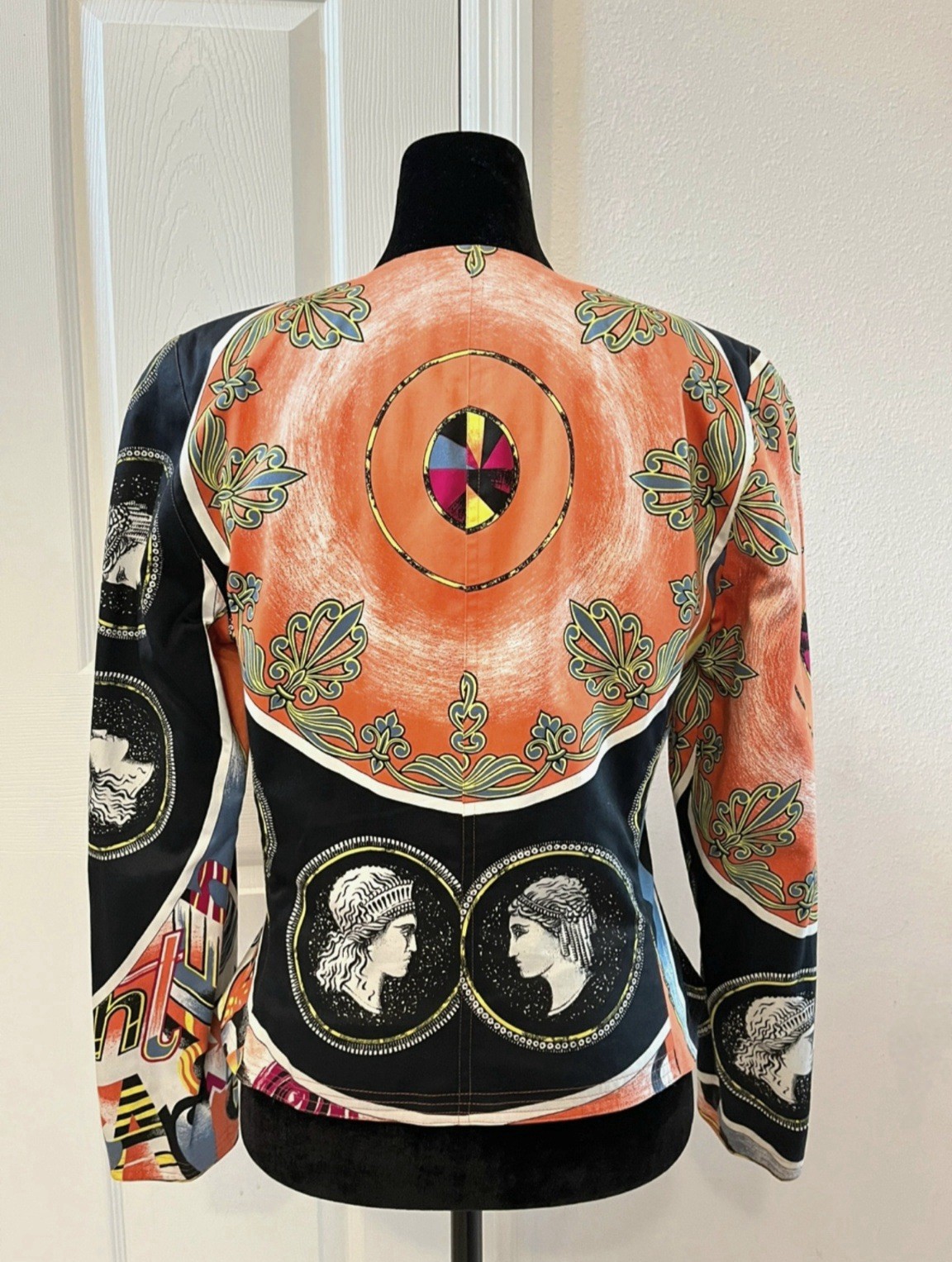 Vintage GIANNI VERSACE Multicolor 100% Cotton Jacket, Made In Italy, Signed