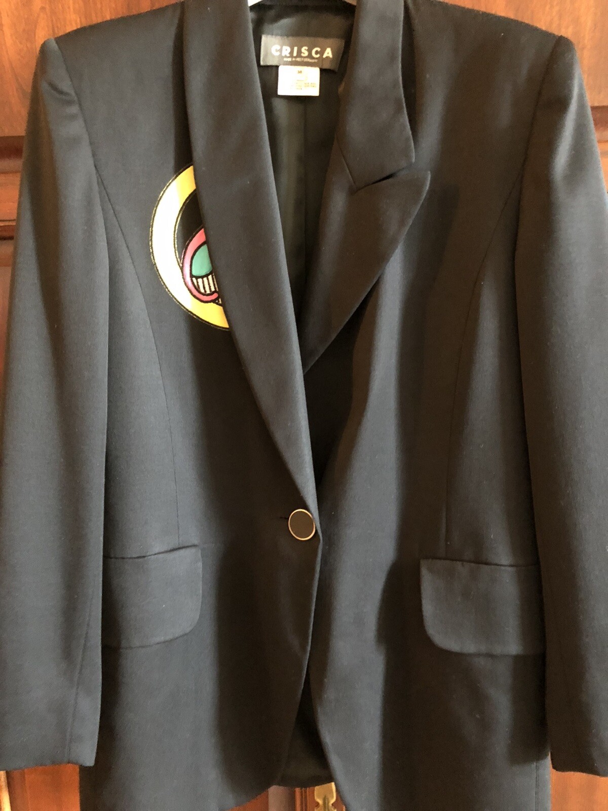 CRISCA P/O -VINTAGE Ladies Pants Suit Size 38 Color Black.Made In West Germany.