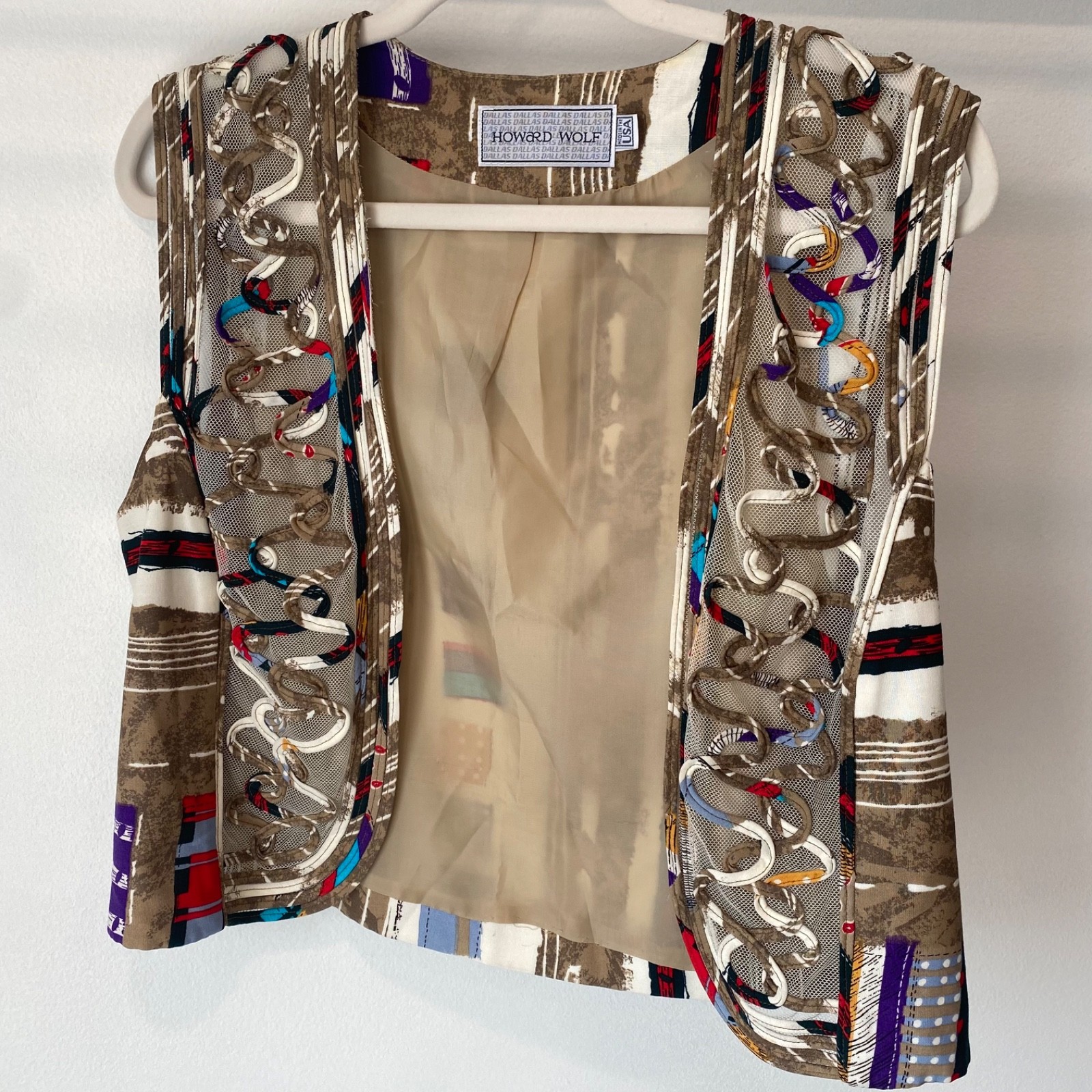Howard Wolf Made in the USA Vintage colorful geometric and stripes vest