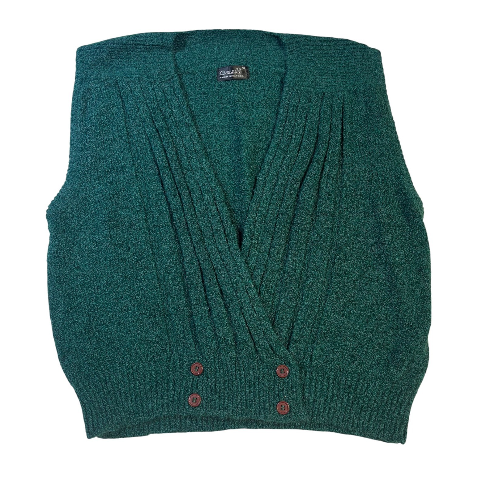 Catalina Vintage Green Angora Blend Surplice Knit Sweater Vest XL 45000 CL-12