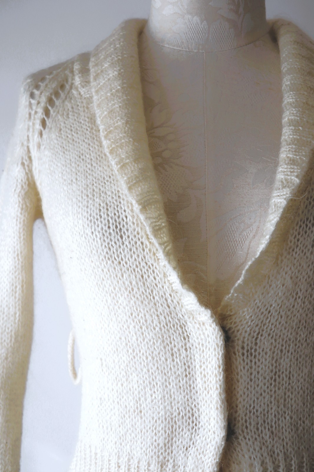 Y2K Isabel Marant Cream Fuzzy Mohair Romantic Cropped Cardigan Sweater Women XS