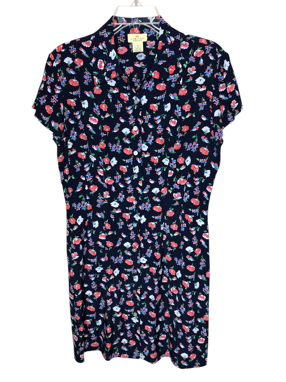 Vintage Y2K Limited America Floral Shirtdress Medium Light Retro 90s Cottagecore