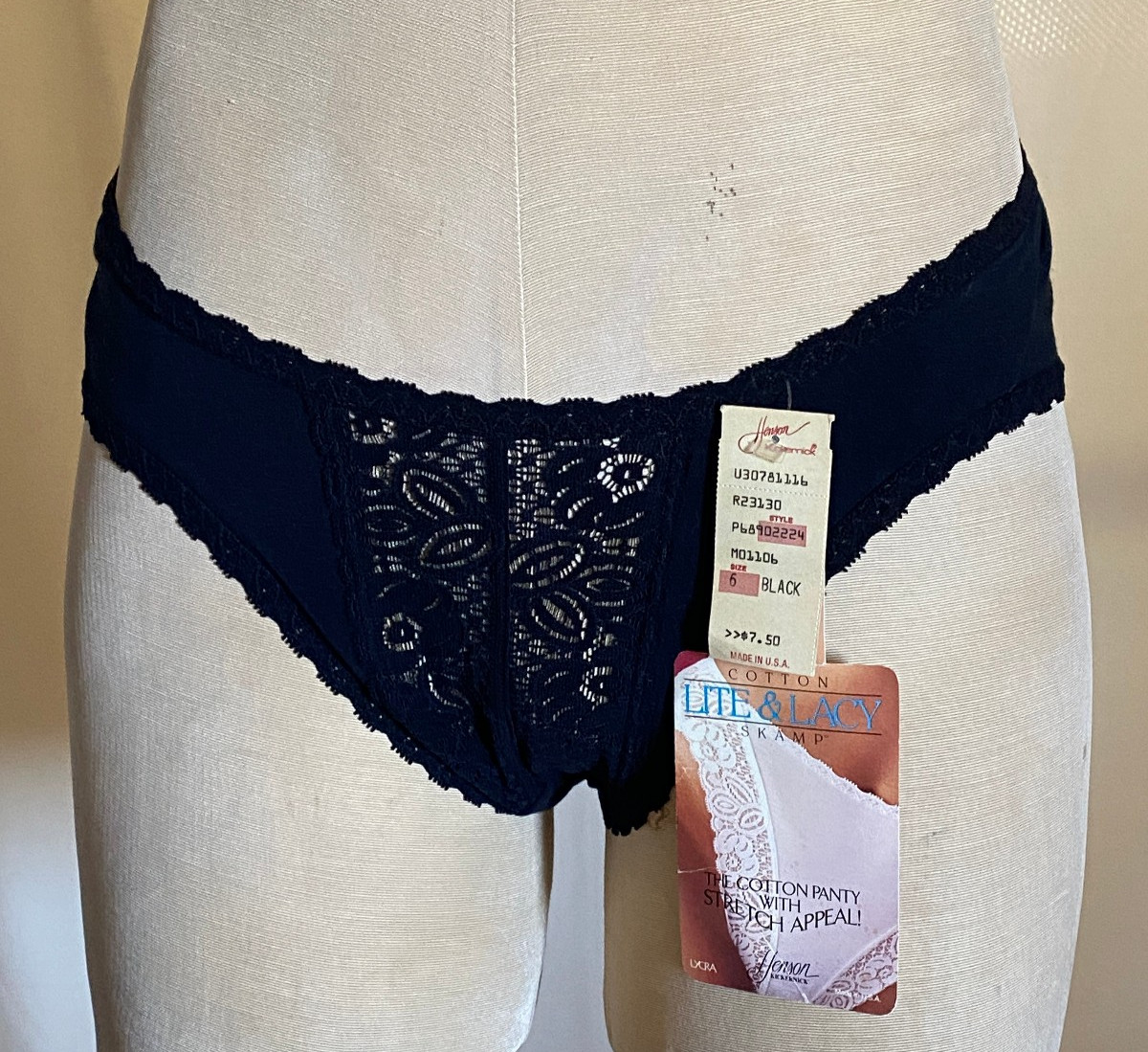 NWT Henson Kickernick Vintage 1980s Scamp Lite & Lacy Bikini Panties Black S5 #4