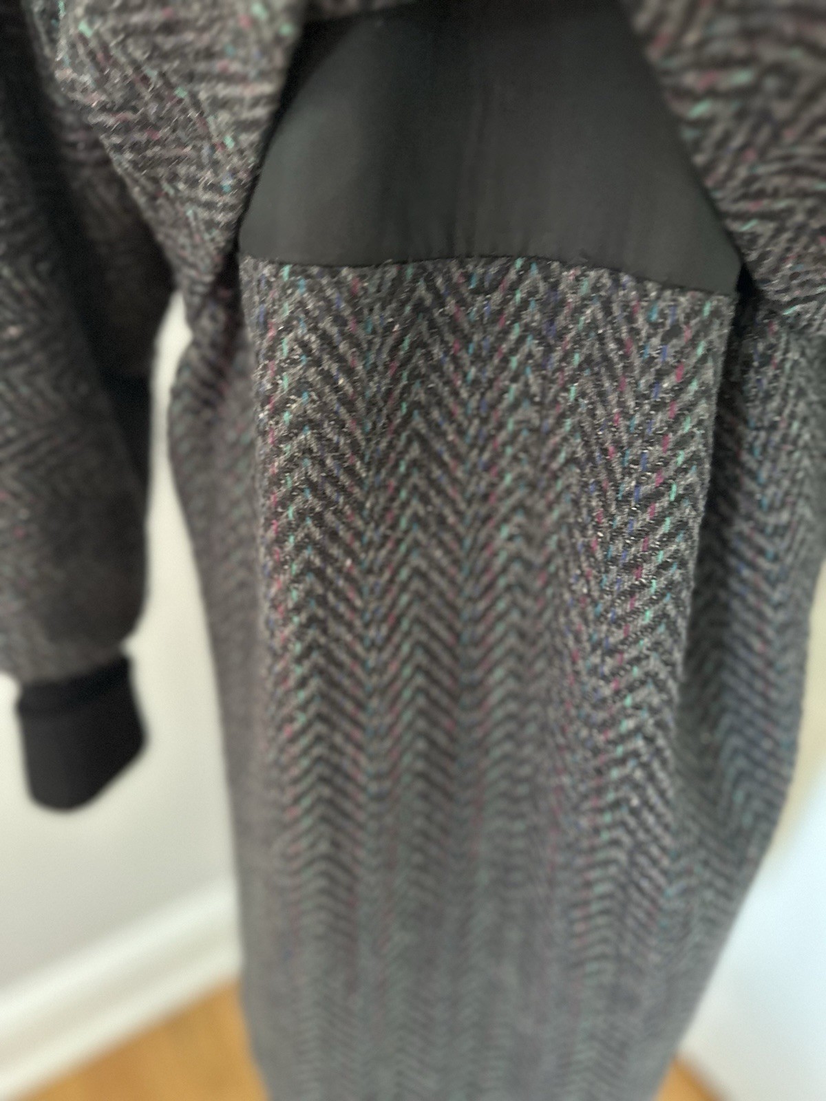VTG 80s Donnybrook Sz10 ILGWU Gray Speckled oversized herringbone Long wool coat