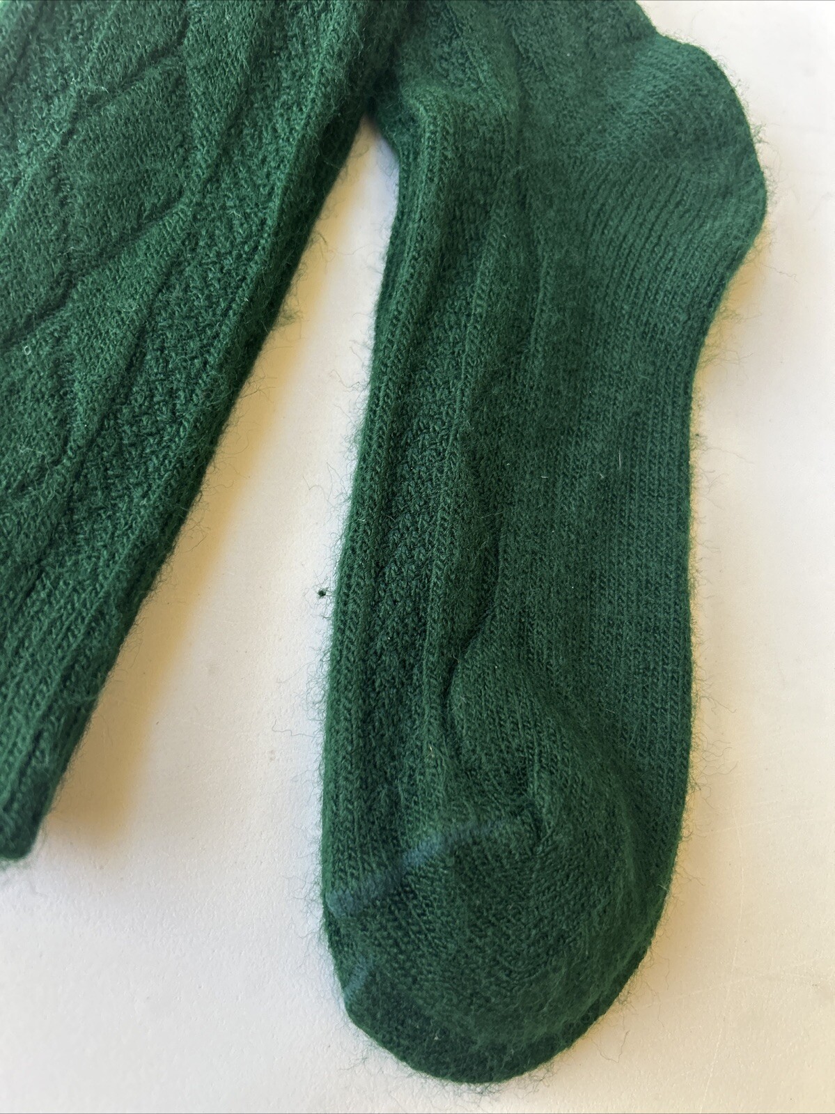 VTG Socks Hosiery 80’s Cable Knit Green NOS 8-9.5 Sock Size USA Stocking School