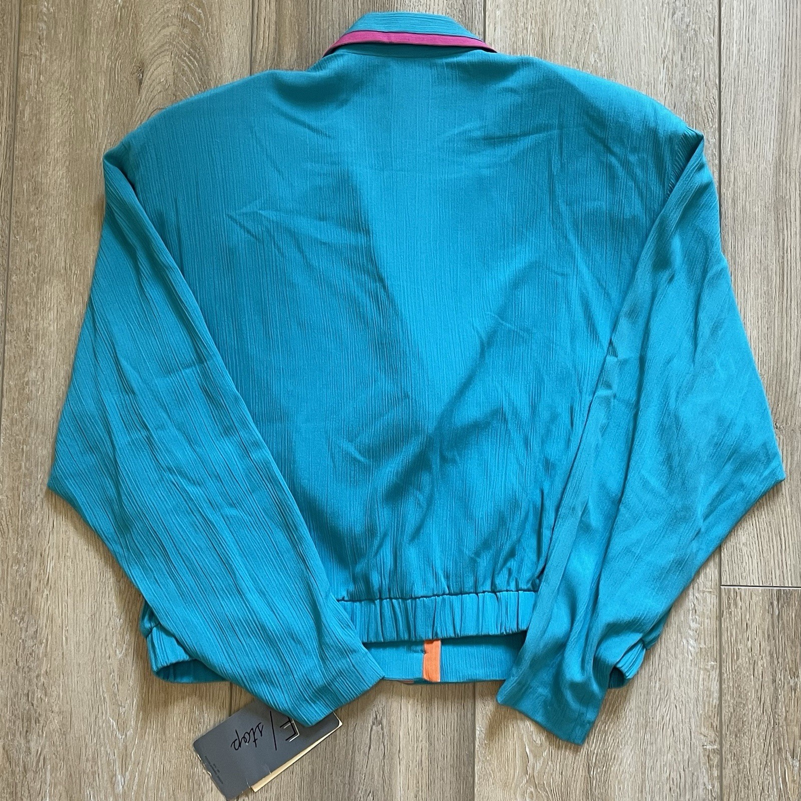 Vintage 1980s/1990s Color Block Teal Women’s Blouse Blazer NEW MADE IN USA