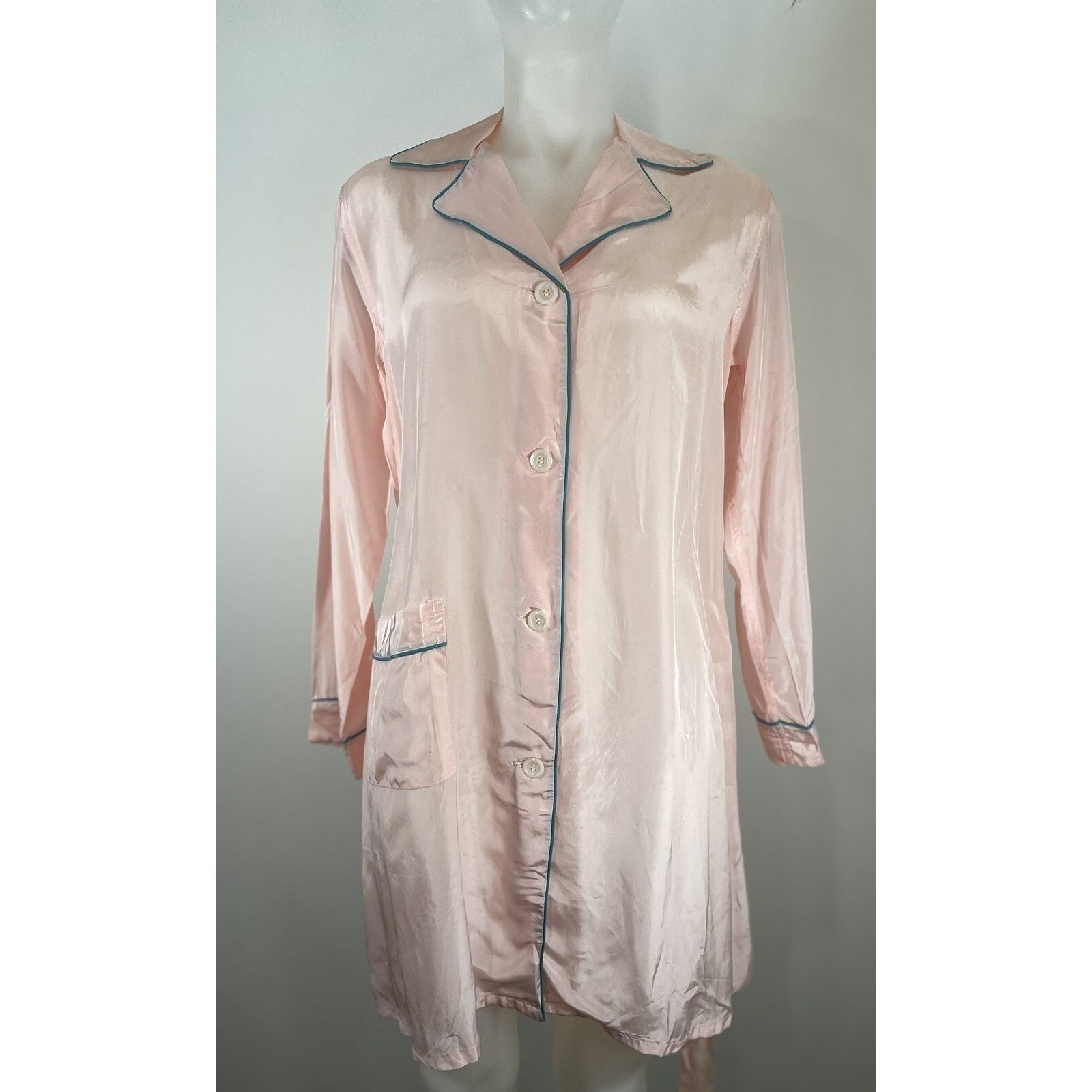 Vintage 60s Pink Lewis Frimel Robe Buttons SZ 34 (SEE FLAWS