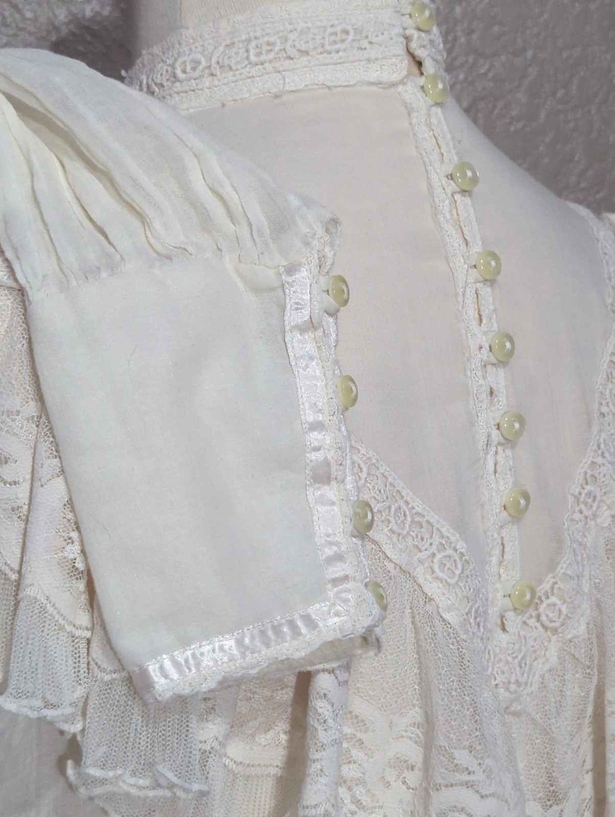 Vtg 70s Gunne Sax Victorian Ruffle Lace Long Sleeve Blouse Edwardian Bridgerton