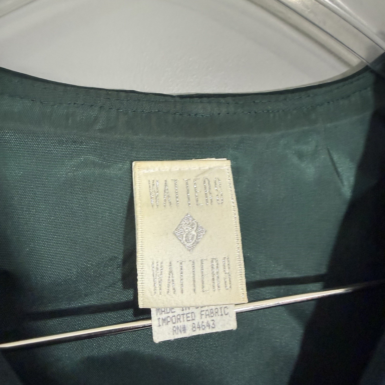 VTG Watters & Watters Top Embellished Buttons 12 Elegant Drama Formal Green