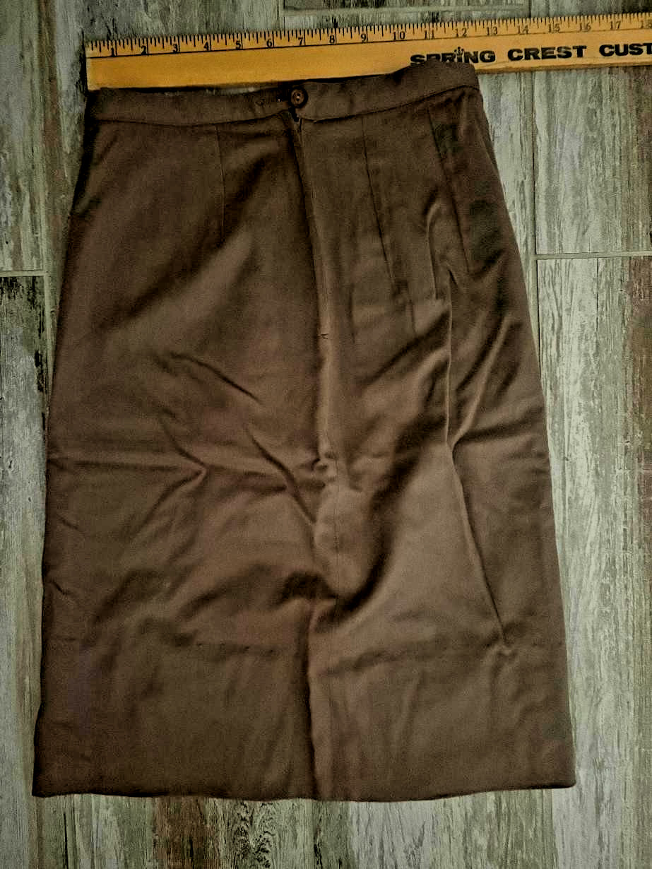 Vintage Lilli Ann Brown Wool Suit Set with Genuine Fur Collar 2 Pc XSmall
