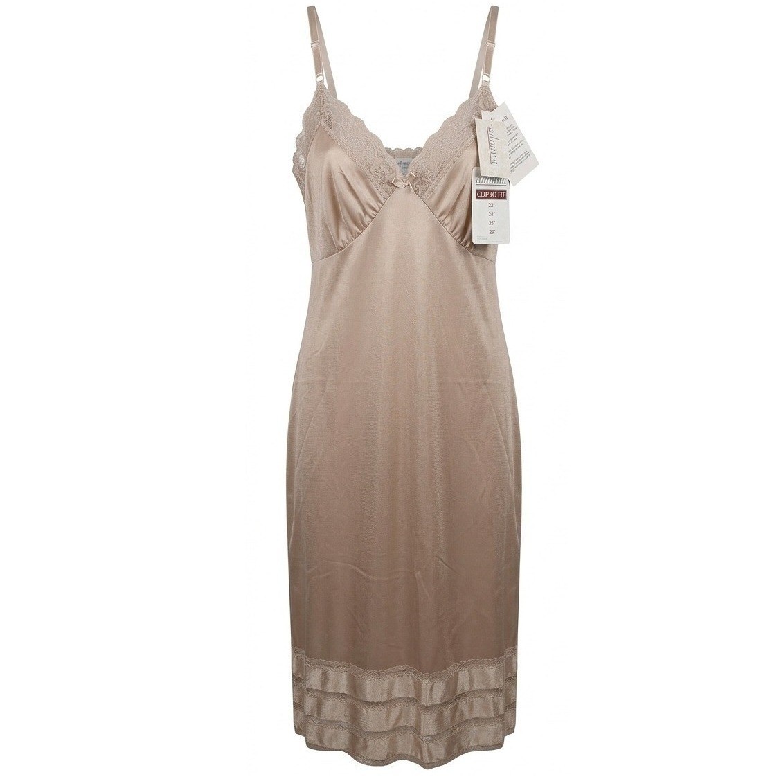 NWT Vtg. Adonna Full Slip Beige Lace Trim Clip to Fit Antron III Nylon Size 36