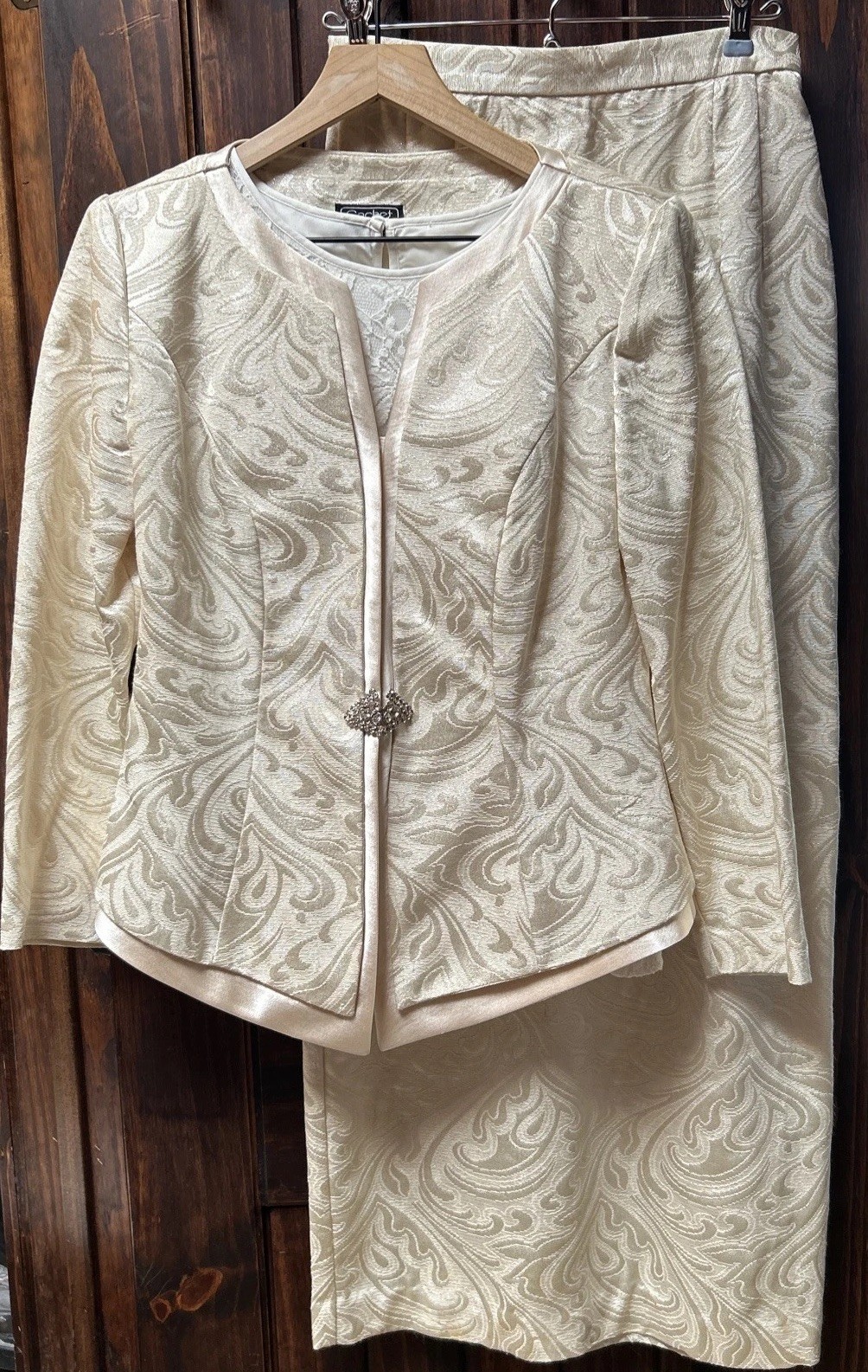 Vintage Cachet By Bari Protas Ivory 2 Piece Brocade Wedding / party Dress