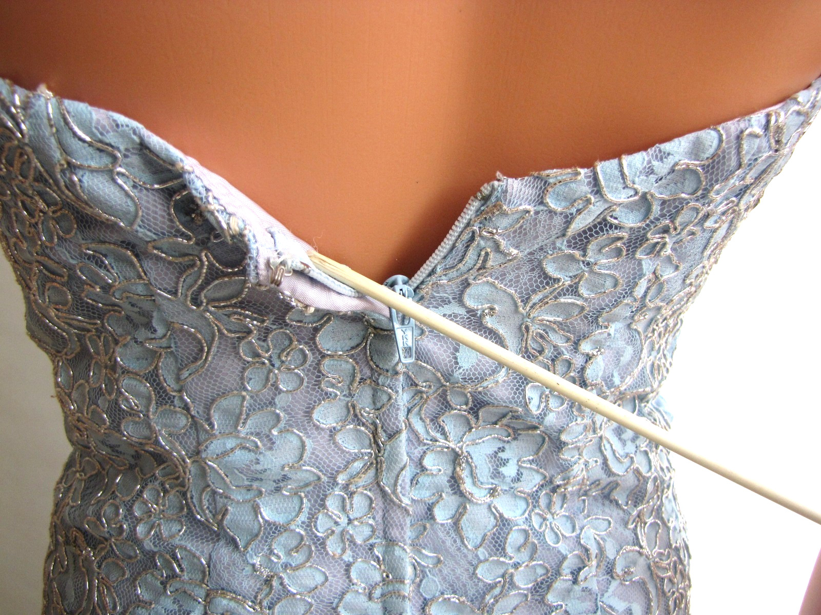 Vtg 80s John Charles Tulle Ball Gown / Cocktail Dress Strapless Baby Blue UK 10