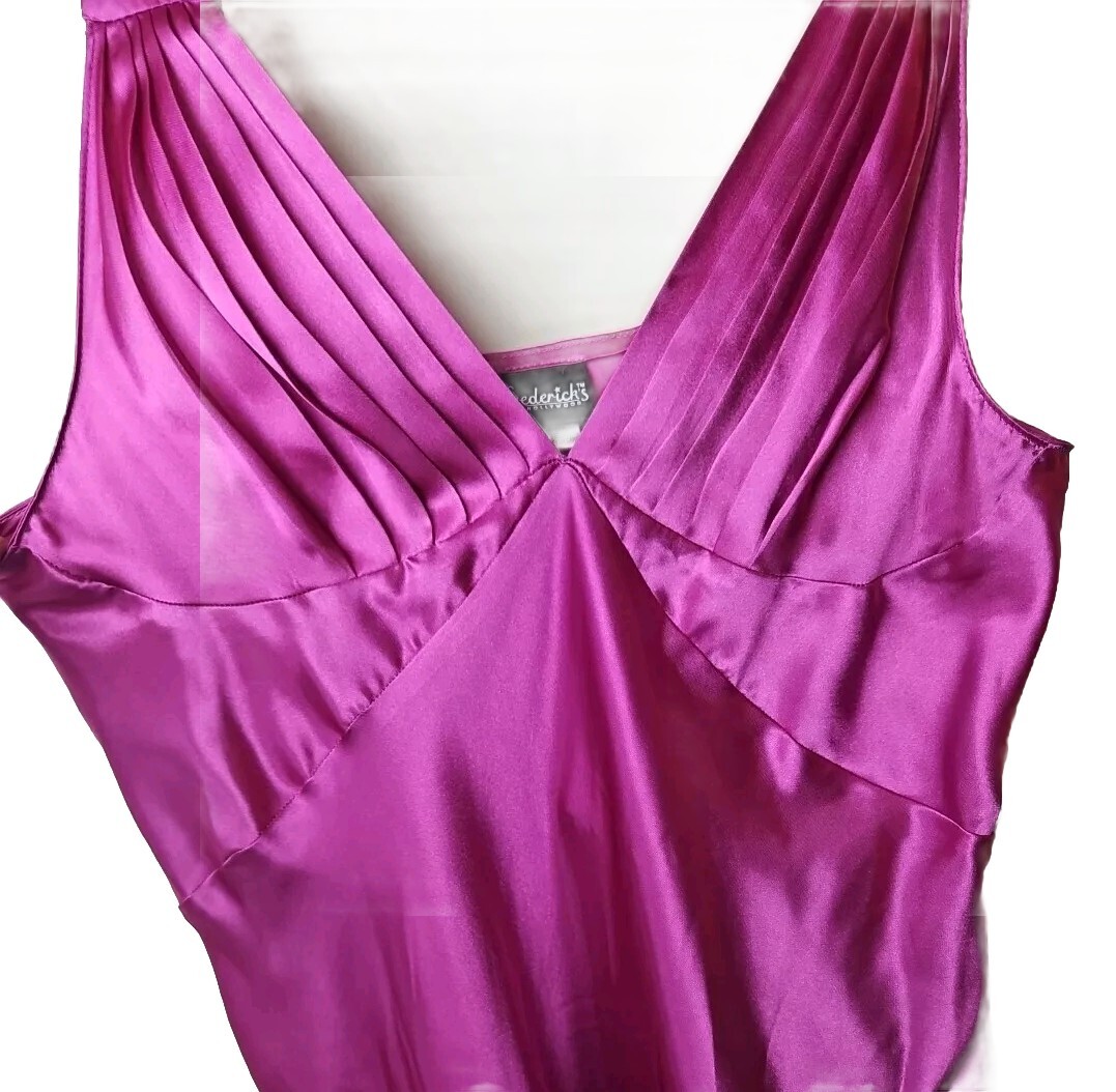 MAXI SATIN SLIP DRESS Womens L Glam Sexy Nightgown FREDRICKS OF HOLLYWOOD