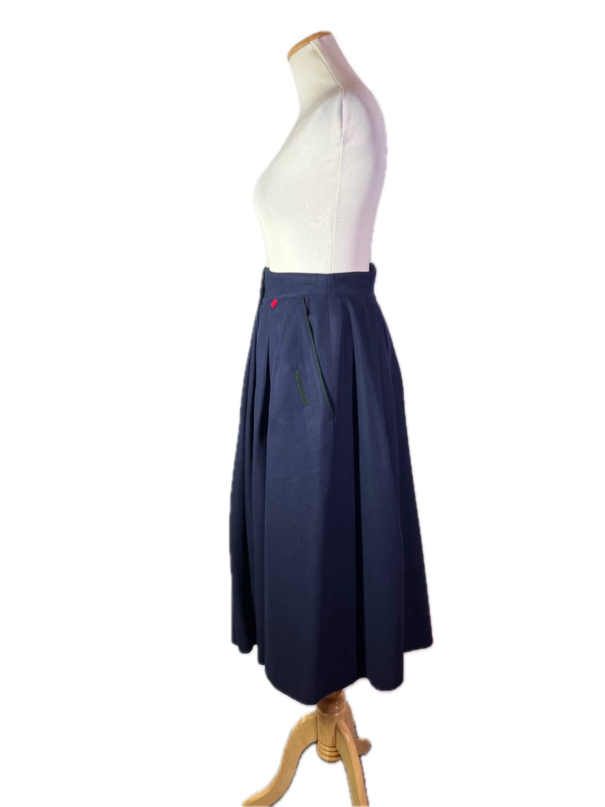 Vintage 80s Admont Size 38 Navy Blue Felt Wool Trachten Skirt