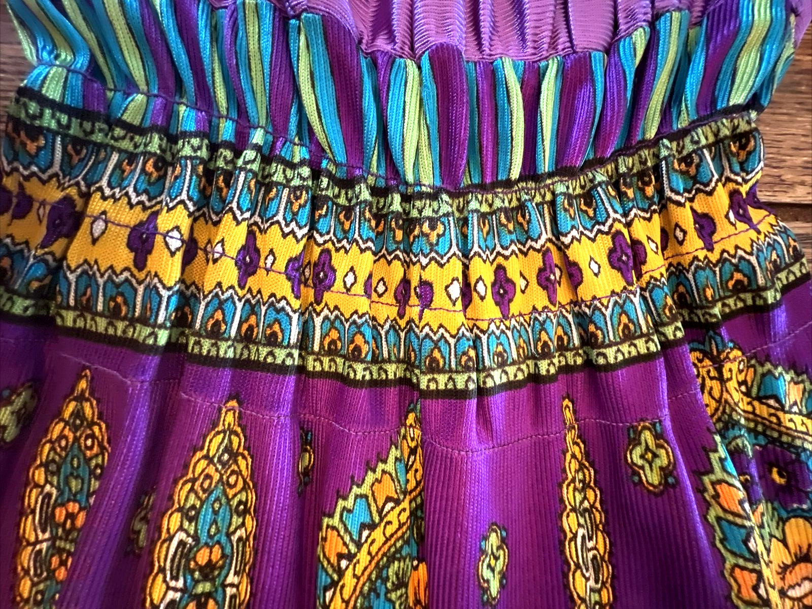VTG 60s JUMPSUIT BELL BOTTOM FESTIVAL HIPPIE DISCO GROOVY Psychedelic PURPLE S/M