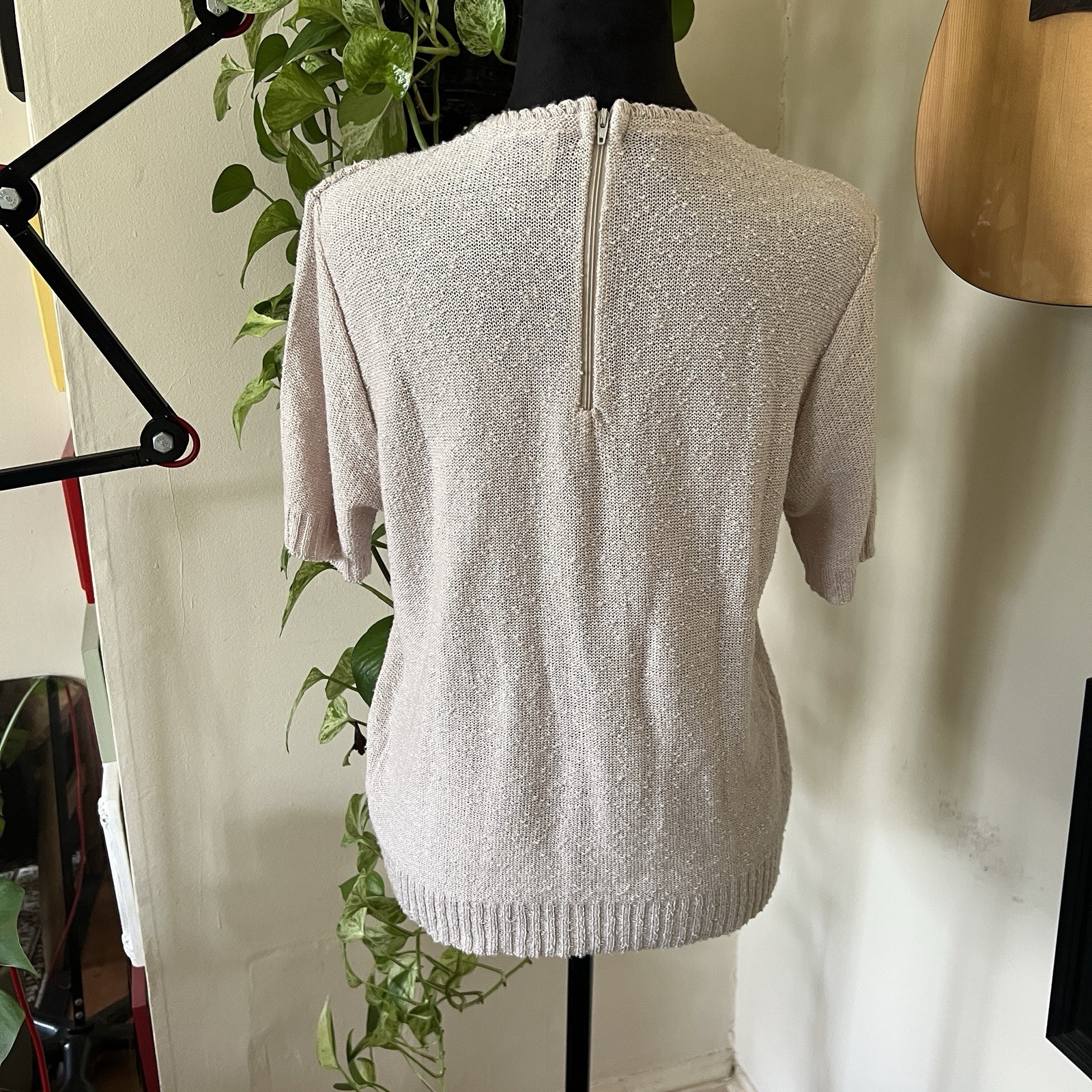 Vintage 70s/80s D’Allaird’s Beige Cotton Boucle Top – Medium – Made In Canada