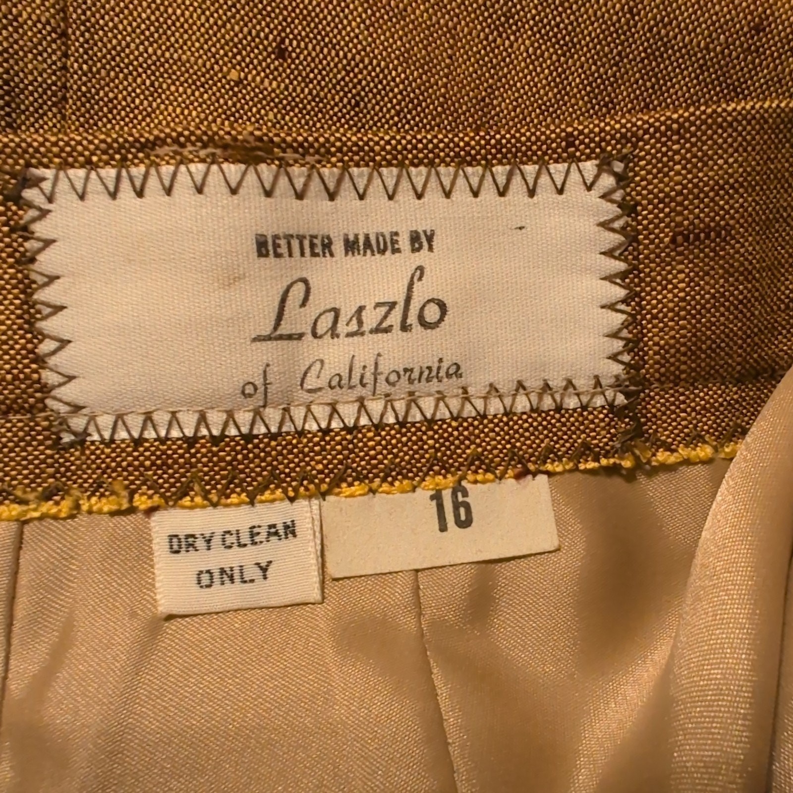 Vintage 1960s Wool Silk Tweed Pencil Skirt NOS Gold Belted Mod Secretary Size 10