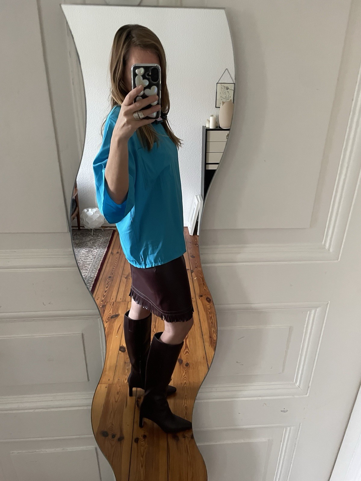 Vintage 80’s Turquoise Viscose Blouse With Large Shoulder Pads – Size 40/42 EUR