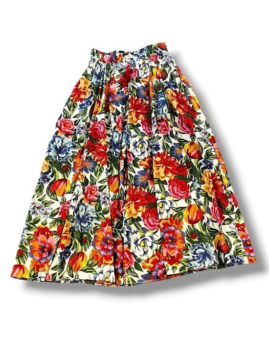 Vintage Bushwacker Maxi Skirt Medium Floral Print Pockets 80s/90s Cottagecore