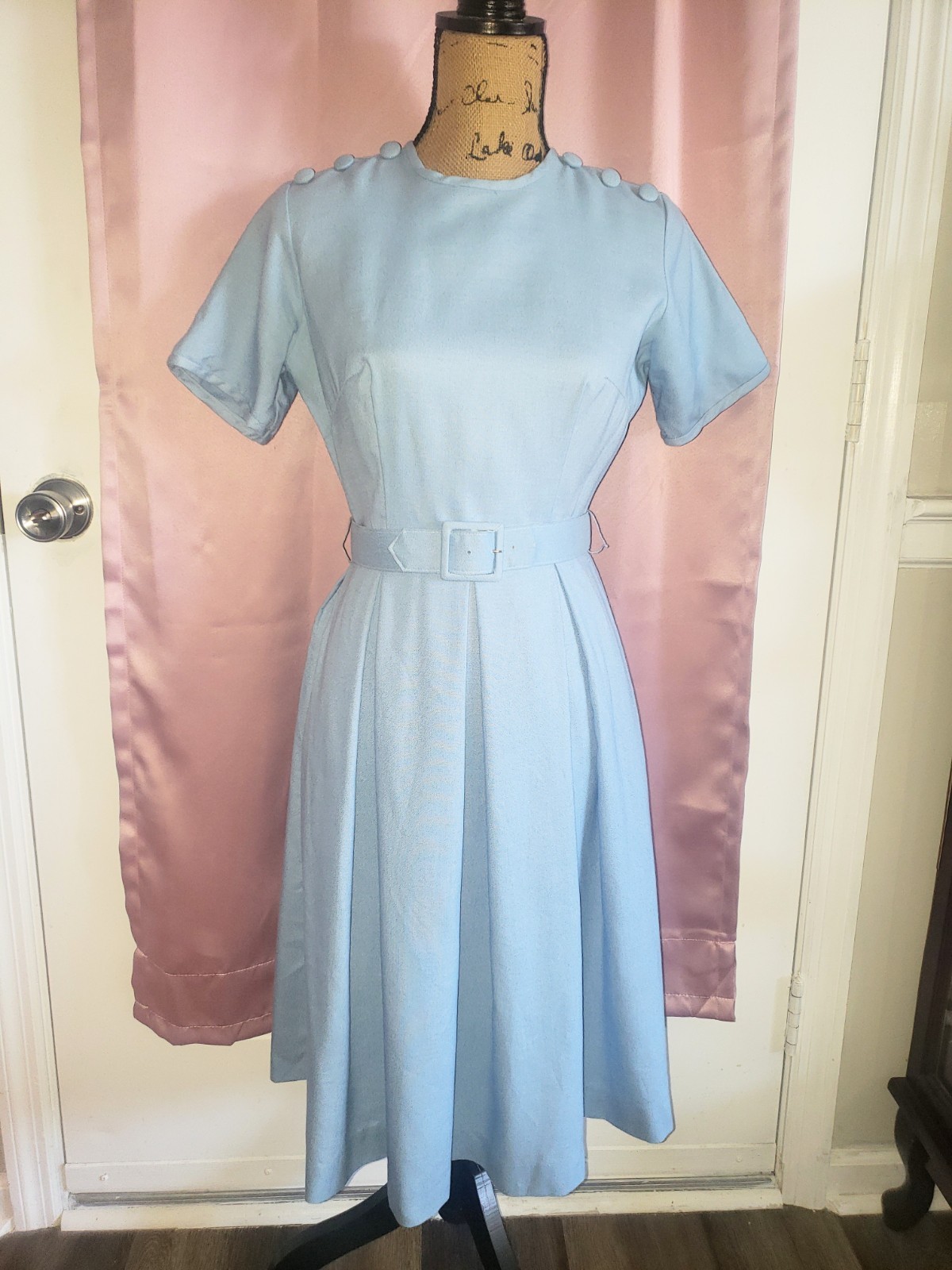 Vintage Light Blue Dress With Belt