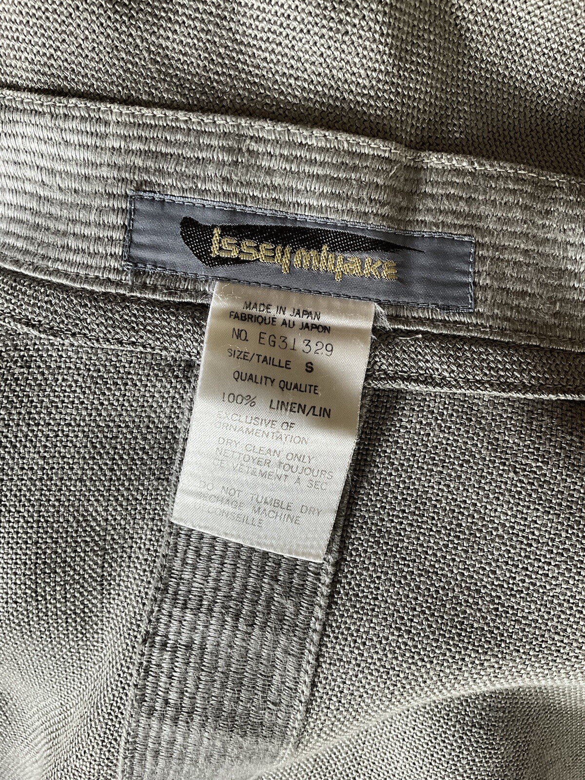 Vintage 1980’s Issey Miyake Grey Linen Jacket