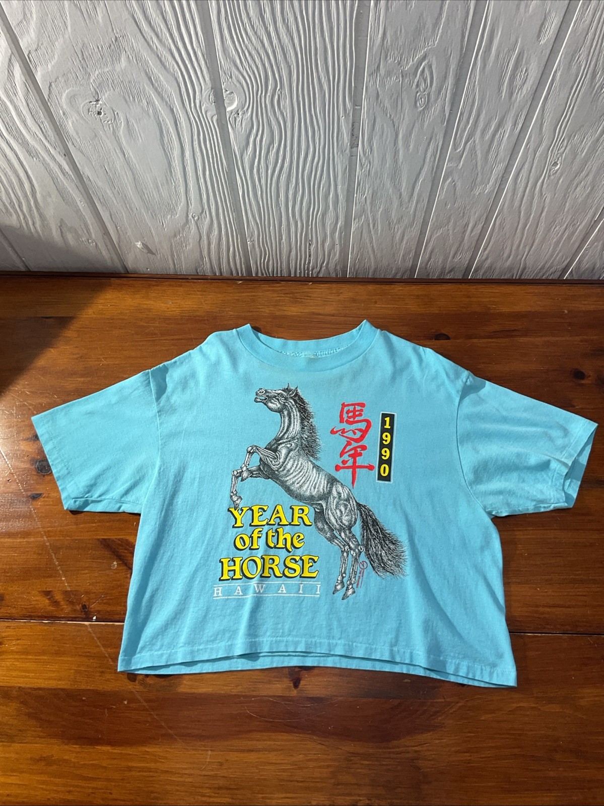 YEAR OF THE HORSE 1990 Hawaii Crop Top One Size Fits All Vintage T Shirt SS 🇺🇸