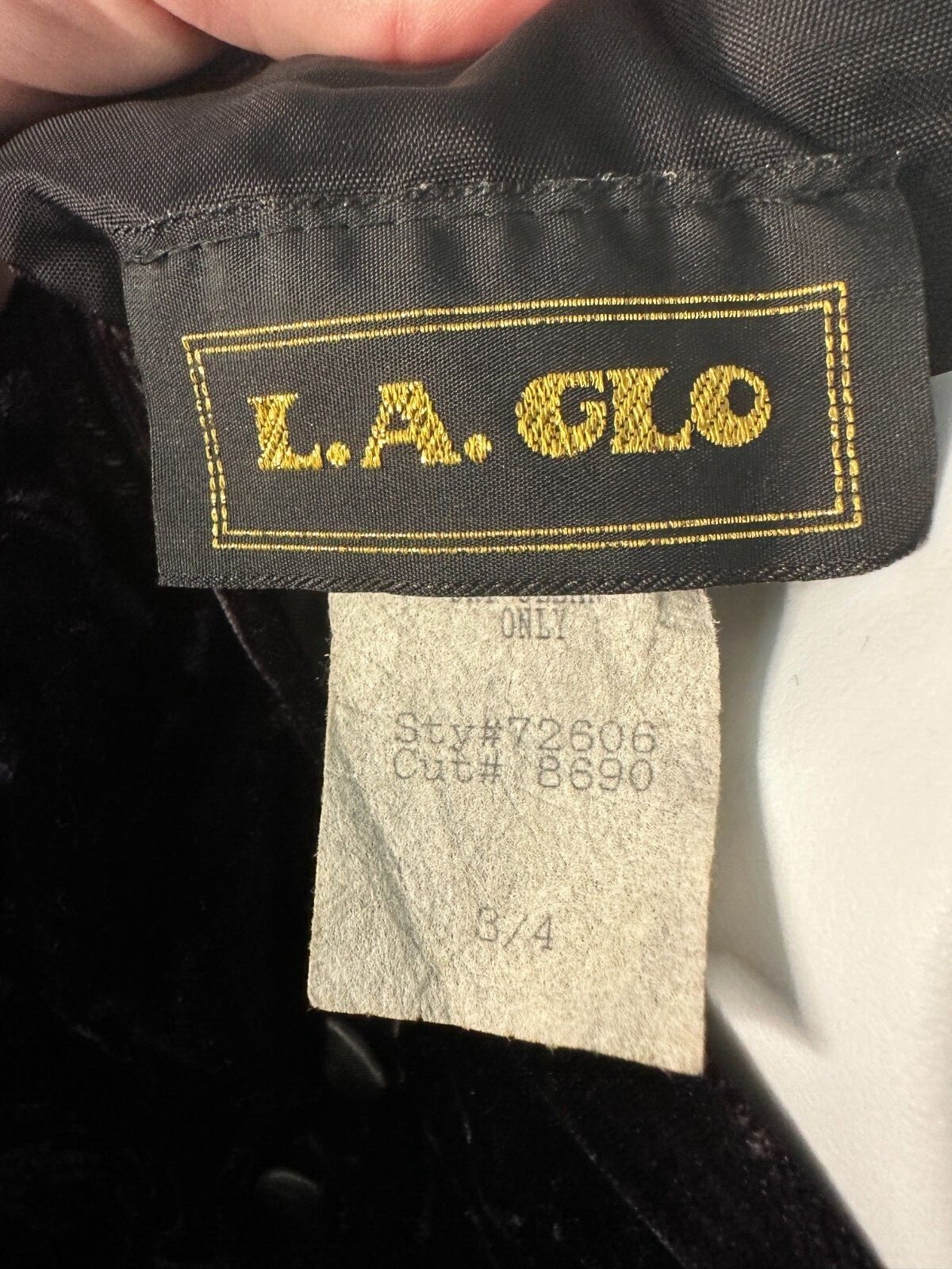 L.A. Glo Velvet Mini Dress, Asian Inspired Symbol, Vintage Dress, 1990s 1980s