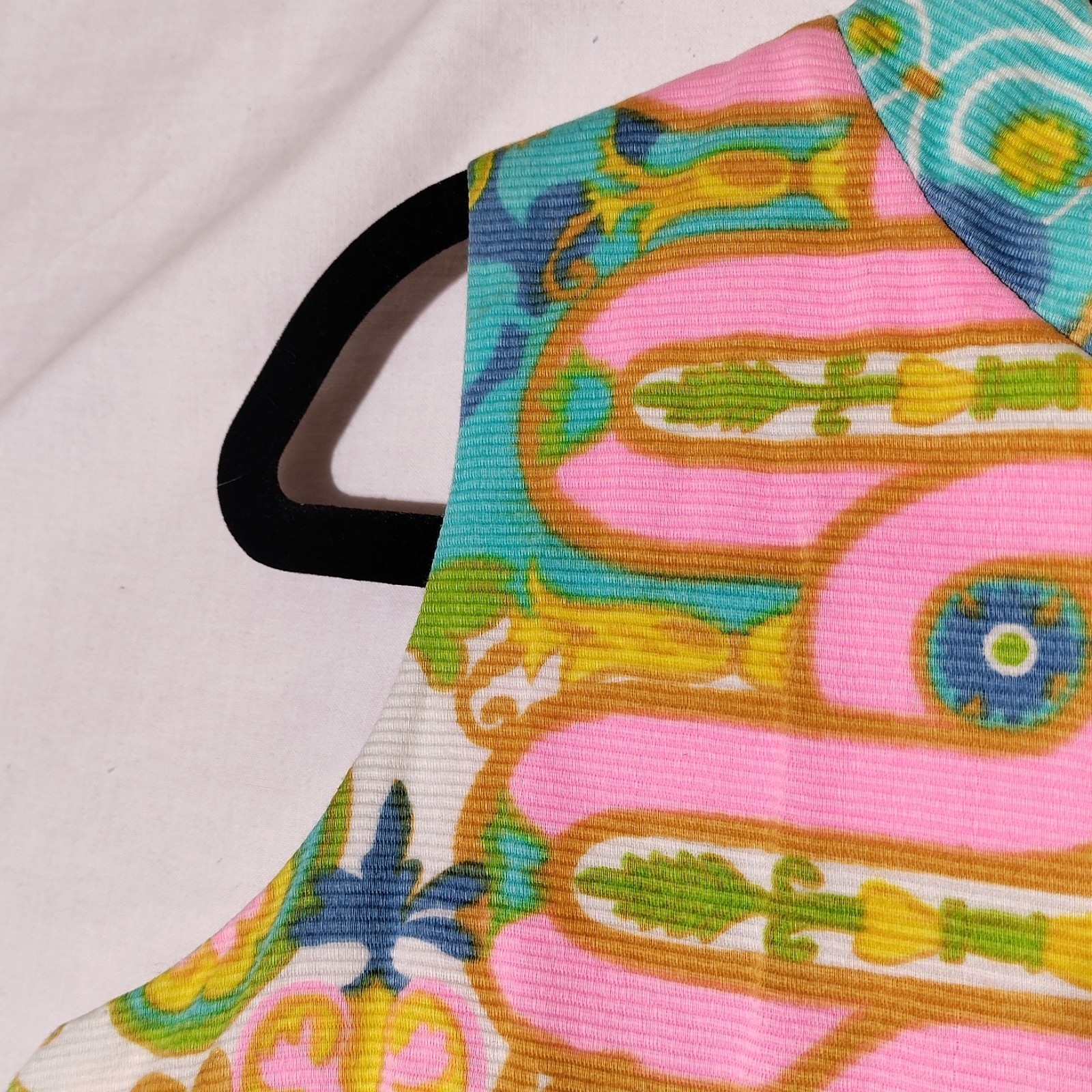 Tori Richard Hawaiian psychedelic 60s Multicolor Shift Dress Sz 12 Vtg