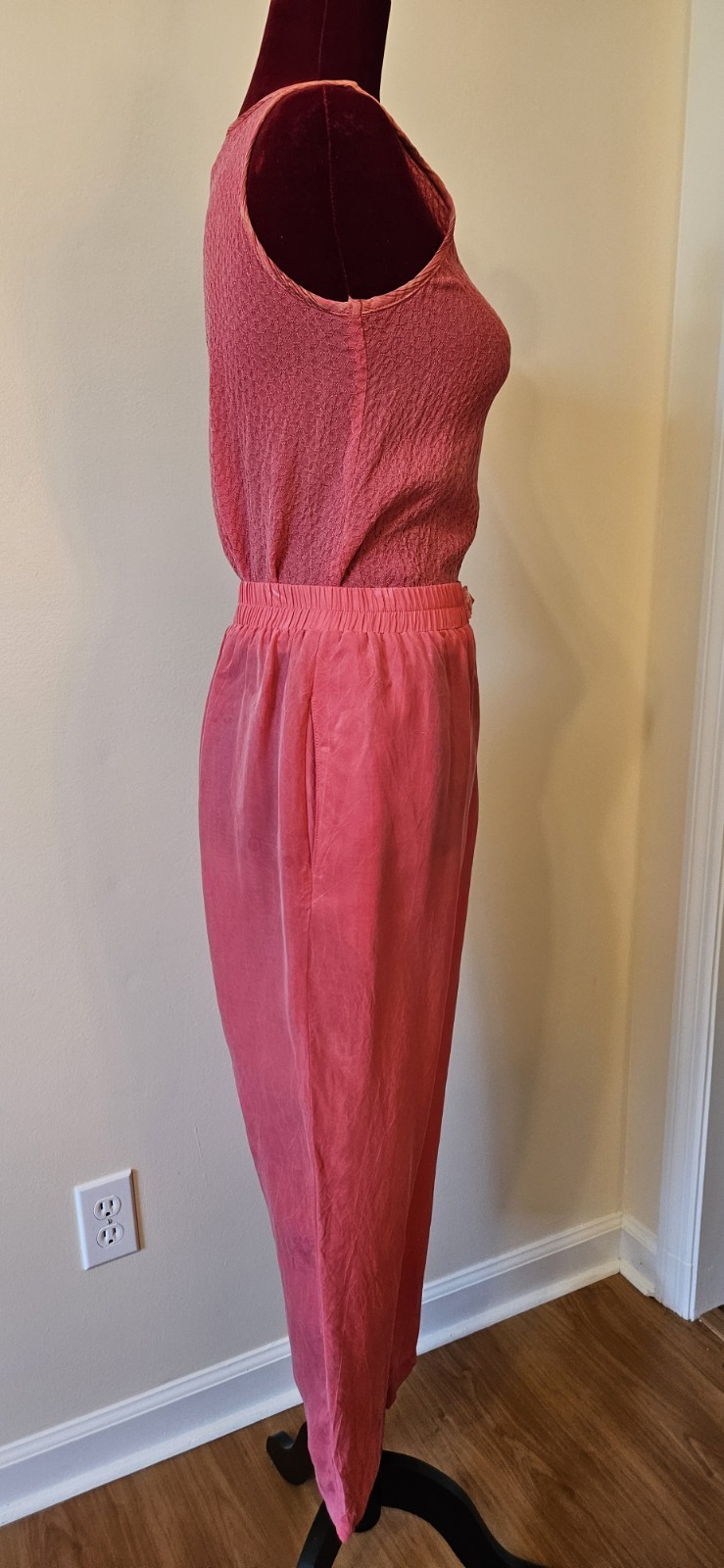 Vintage 80s Petite Small Nancy Bolen City Girl Set Tank Pants Jacket Pink Orange