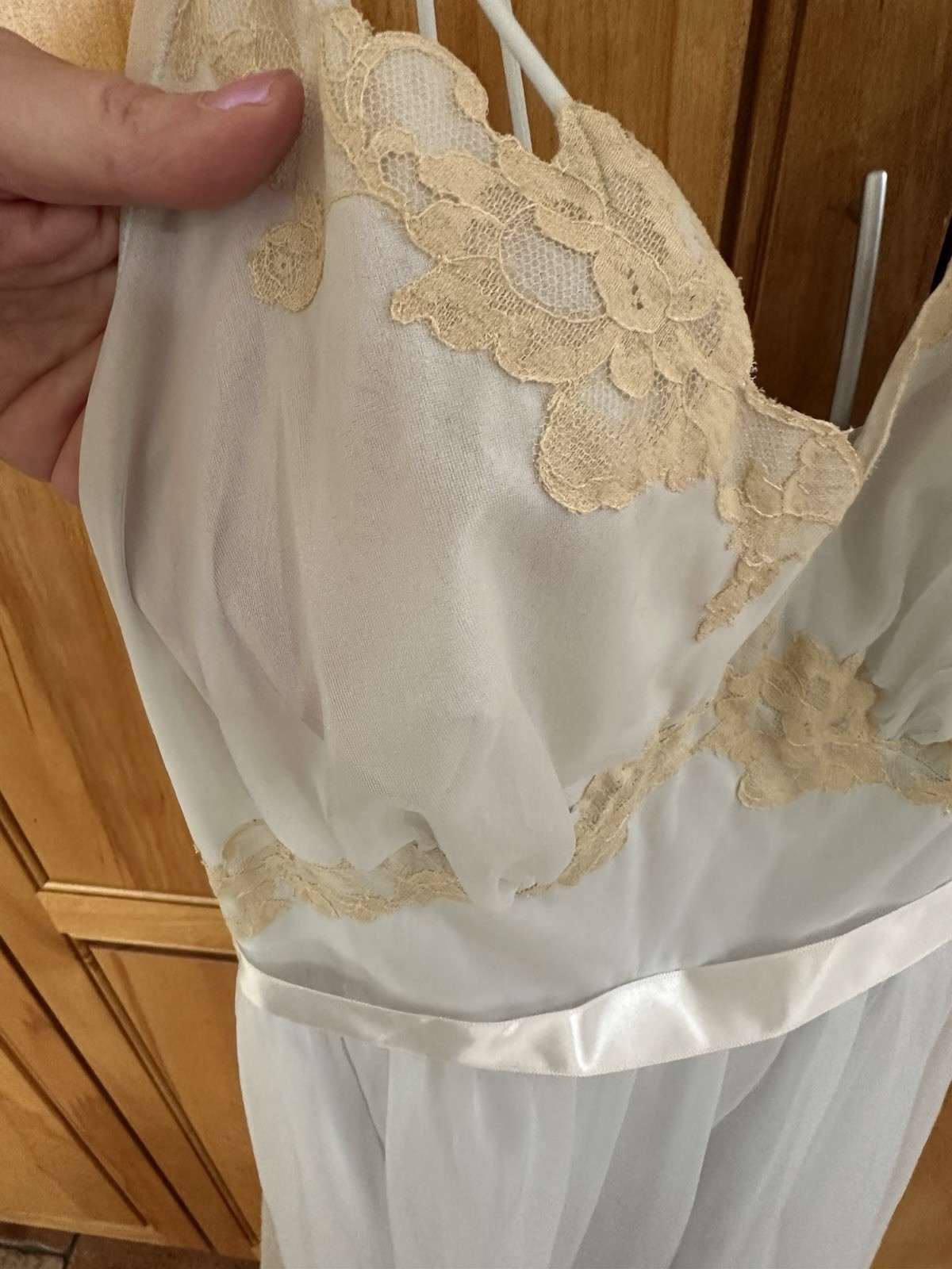 Vintage 60s 36 Vanity Fair Tricot Nylon Chiffon Lace Pale Blue Slip Nightgown