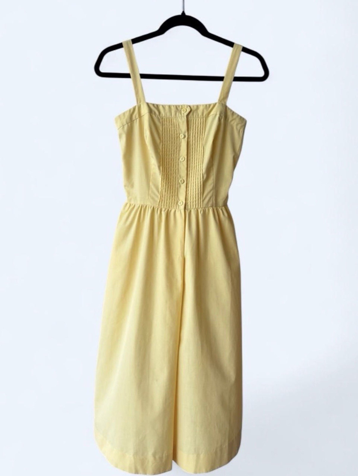 Vtg Lanz Originals Yellow Button-Front Summer Cottage Core Dress XS