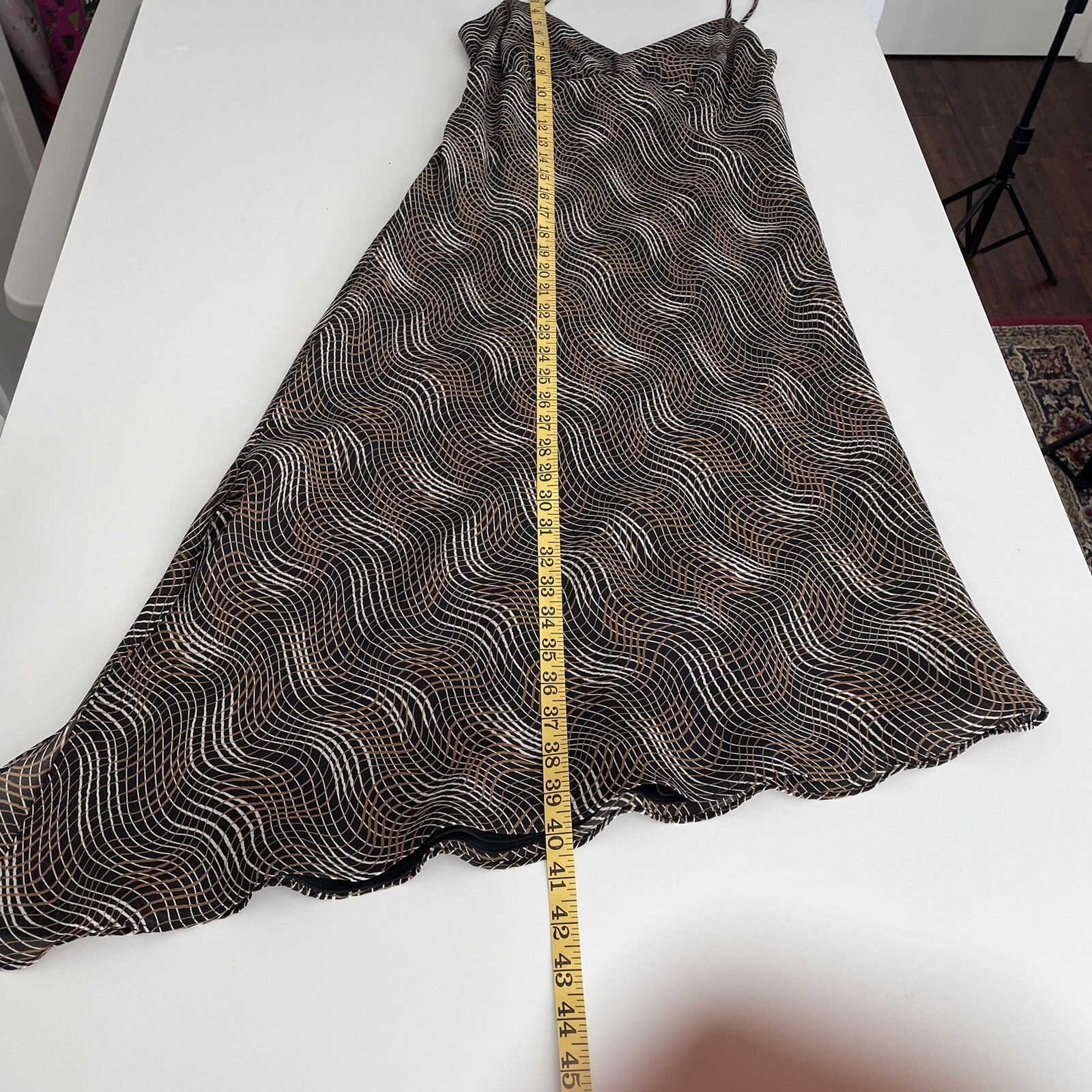 Vintage 90’s Y2K Brown Whimsigoth Fairy Grunge Asymmetrical Hem Slip Dress Sz 4