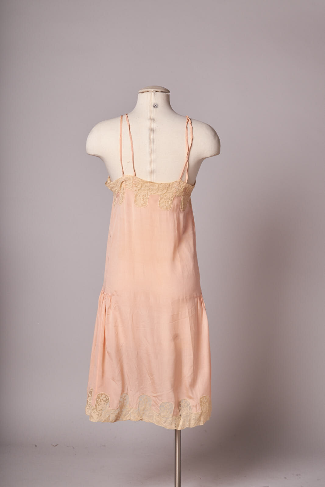 1920s Peach and Lace Flapper Slip Dress