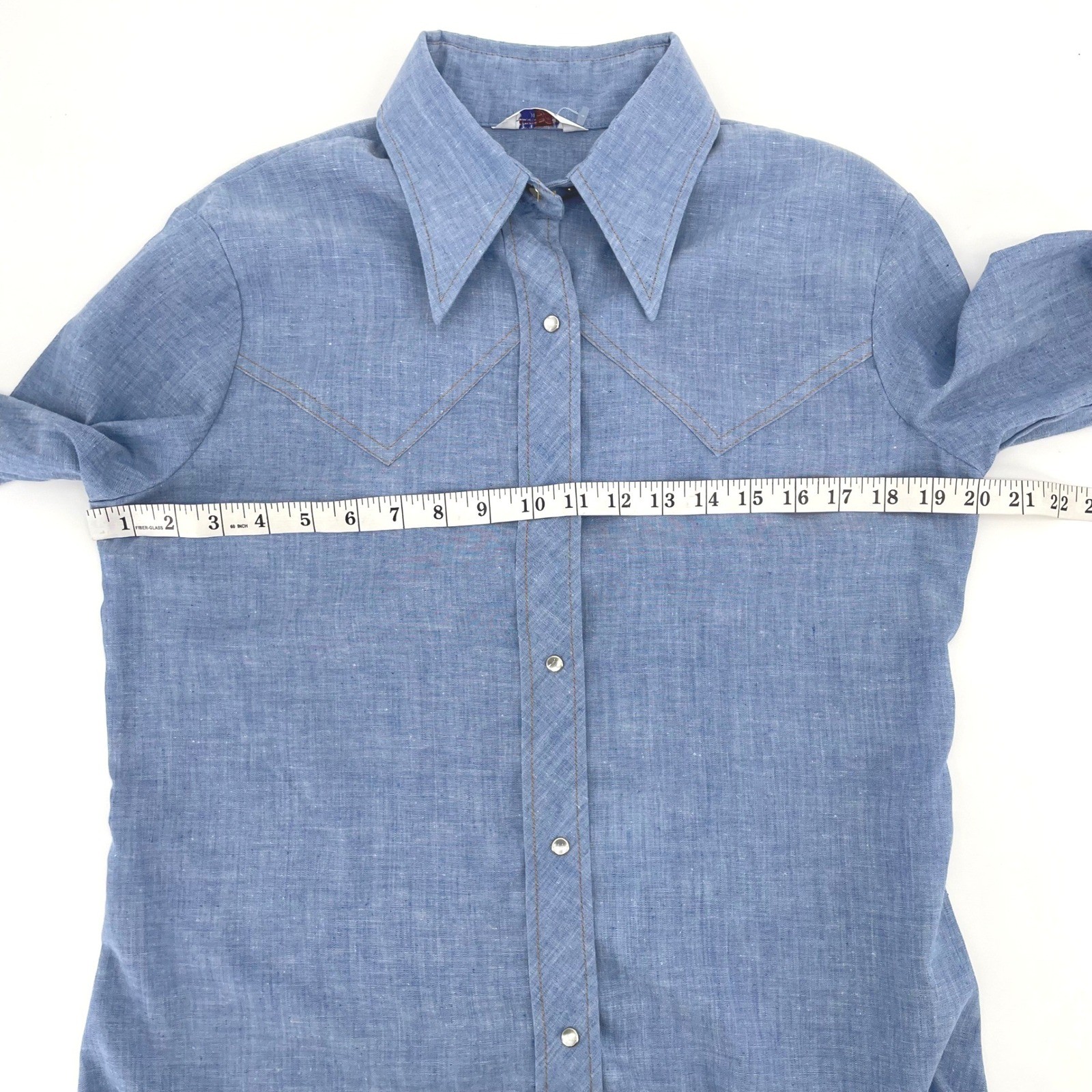 Vtg 70s Levis For Gals Western Shirt Looped L Tag Pearl Snaps L 20″ PTP Rare