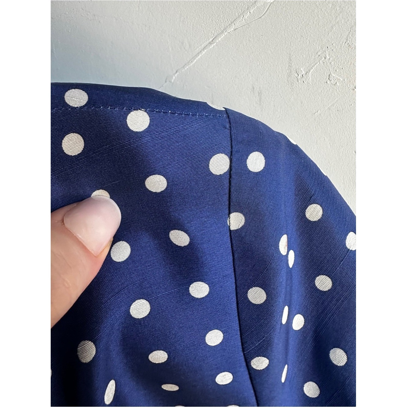 Pure & Simple 100% Silk Blue Polka Dot Dress Retro Parisian Chic Ruffle Hem Sz 8