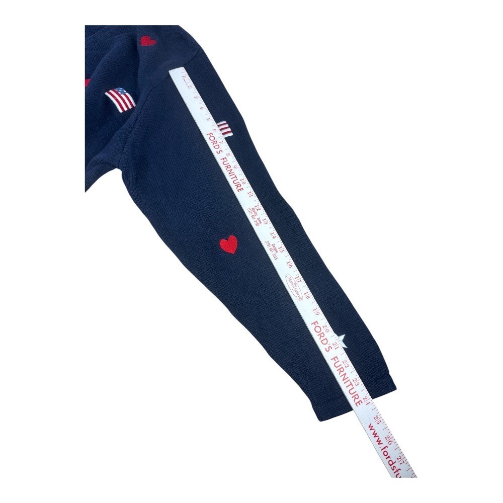 Quacker Factory Vintage Navy Americana Flag Heart Star Cardigan Sweater 2X Cozy