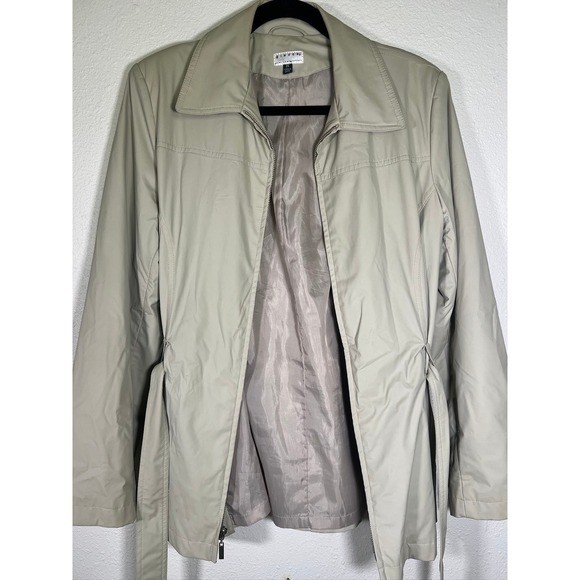 Vintage Beige Minimalist Raincoat Jacket Belted Quiet Luxury Coat Medium Giacca