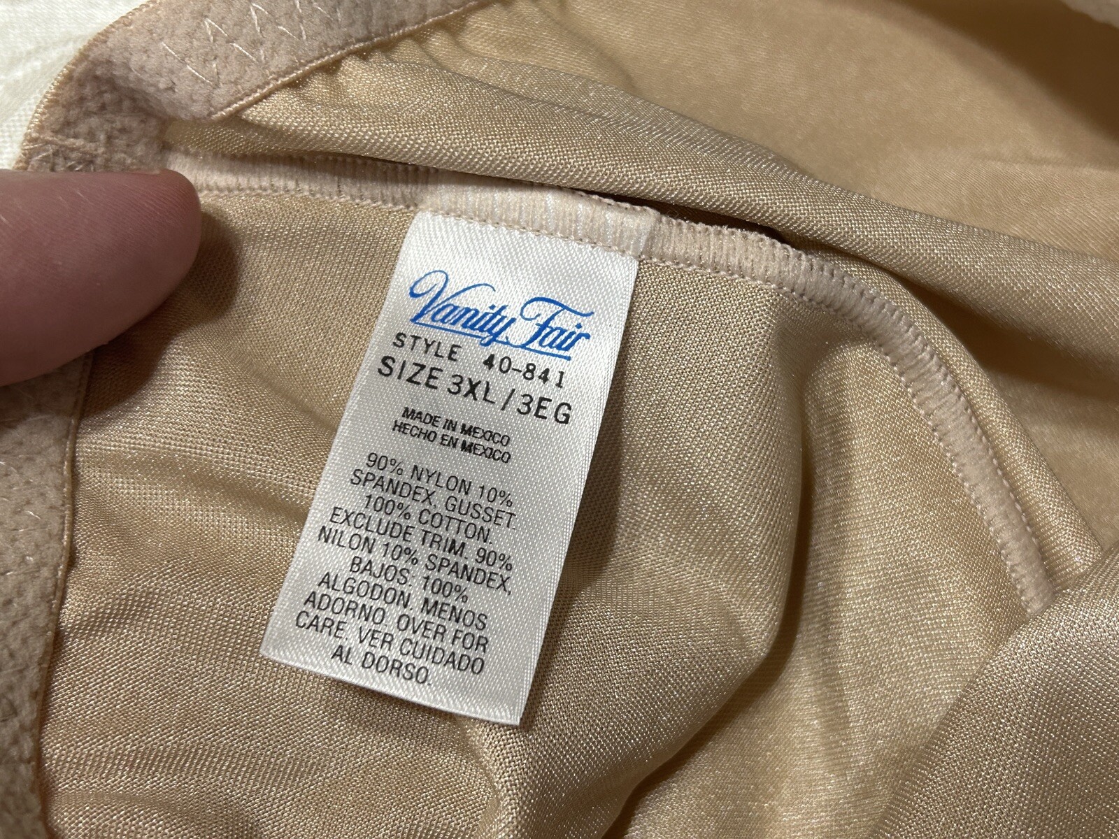 NWOT Vtg VANITY FAIR 40-841 Second Skin Satin 3XL Nude Brief Panties #48