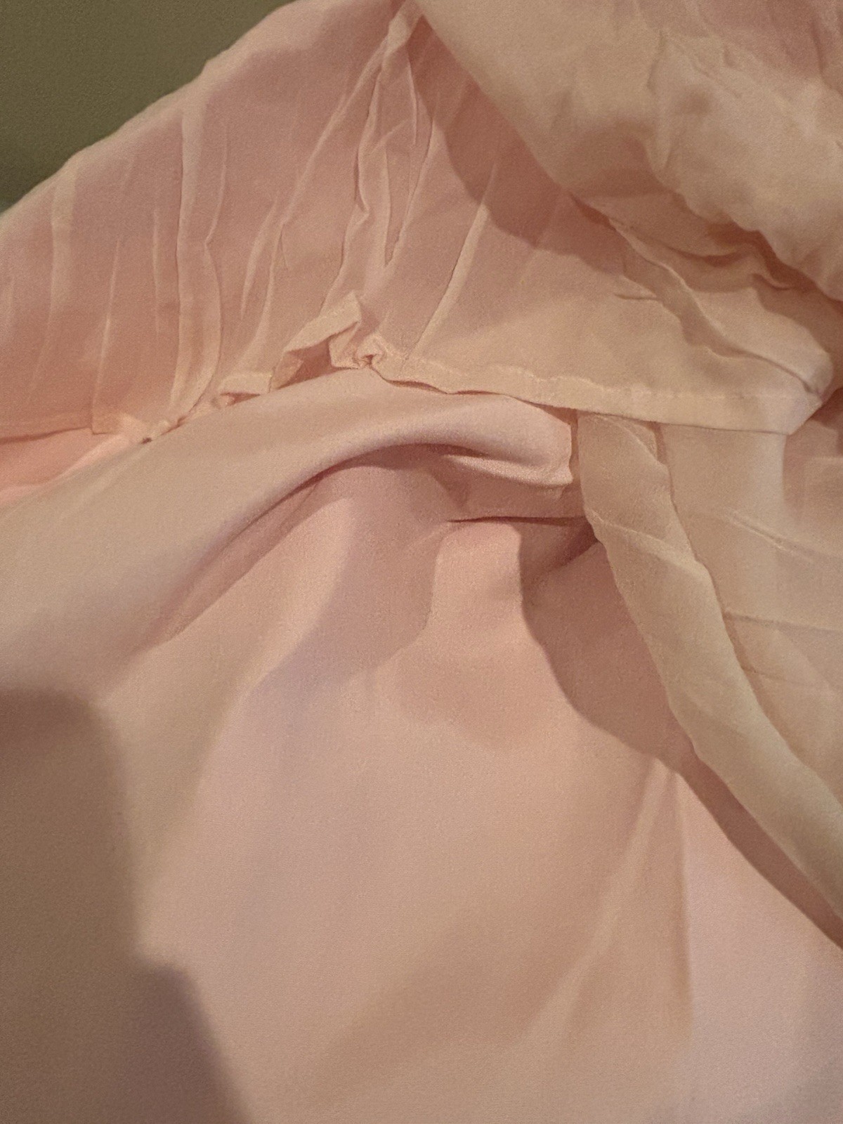 Vintage 1950s Pink Chiffon Party Dress — White Lace Yoke, Bow Back, Double Layer