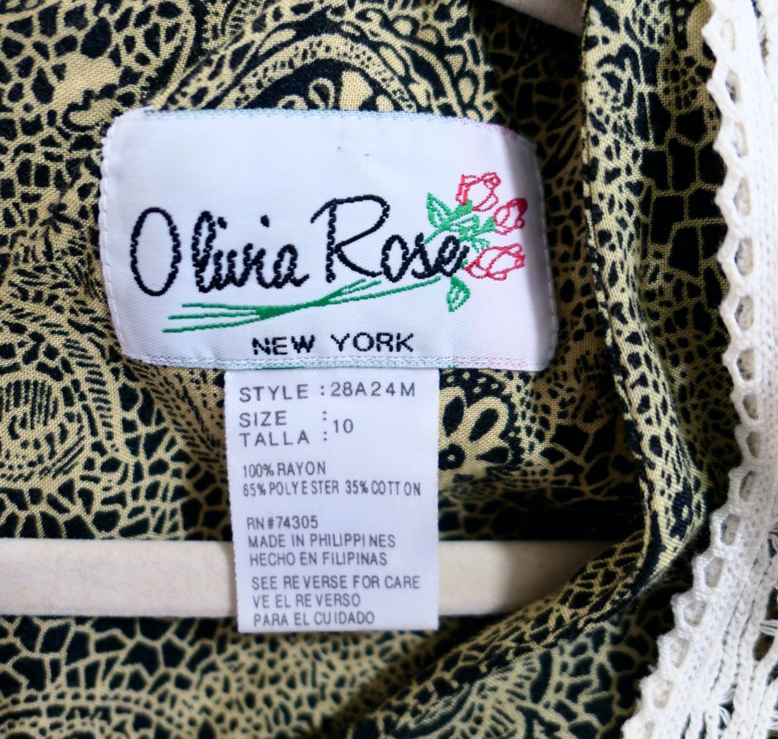 Vintage 80s 90s Olivia Rose Prairie Dress Crochet Vest Boho Filigree Sheath M