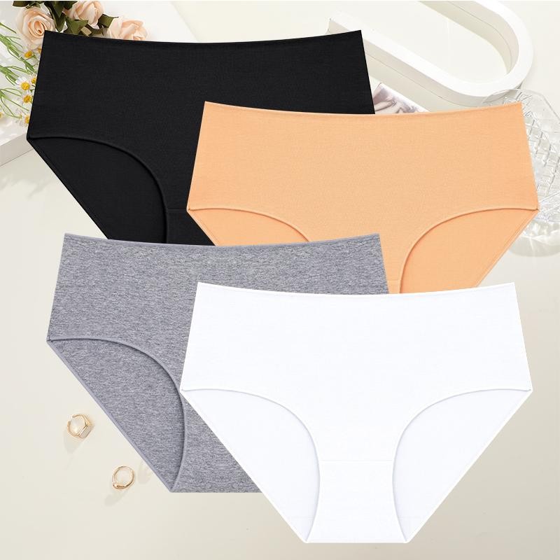 4pcs/set Comfort Cotton Panties Women High Waist Briefs Seamless Underwear Breat