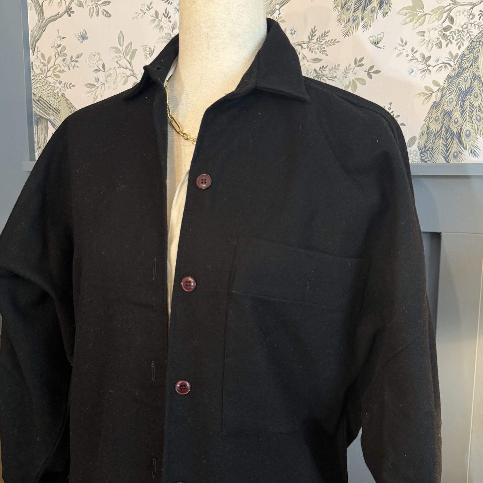 Savannah Players Vintage Italian Wool Shirt Jacket –Women’s Small Black Italy